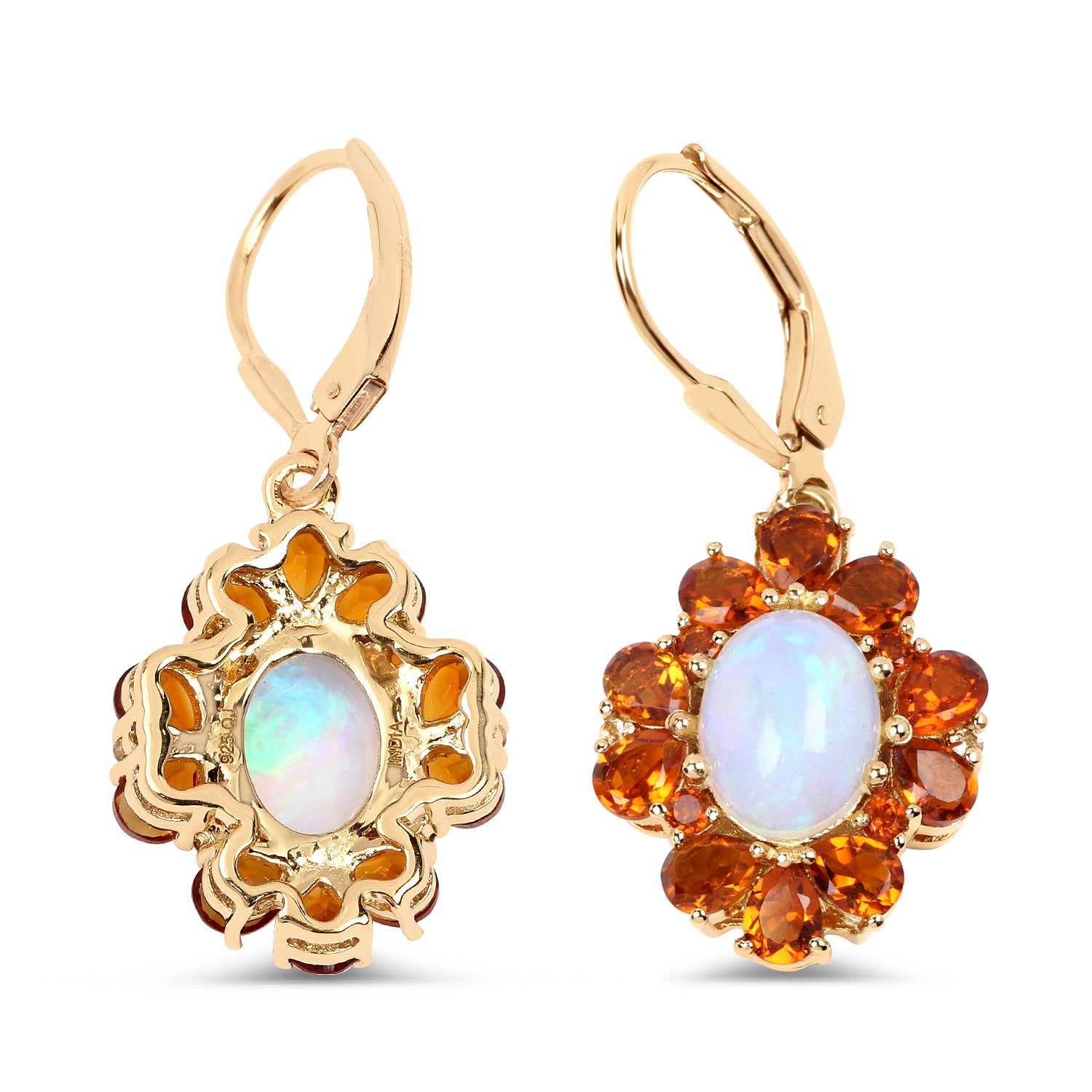 Silver Genuine Ethiopian Opal Flower Earrings