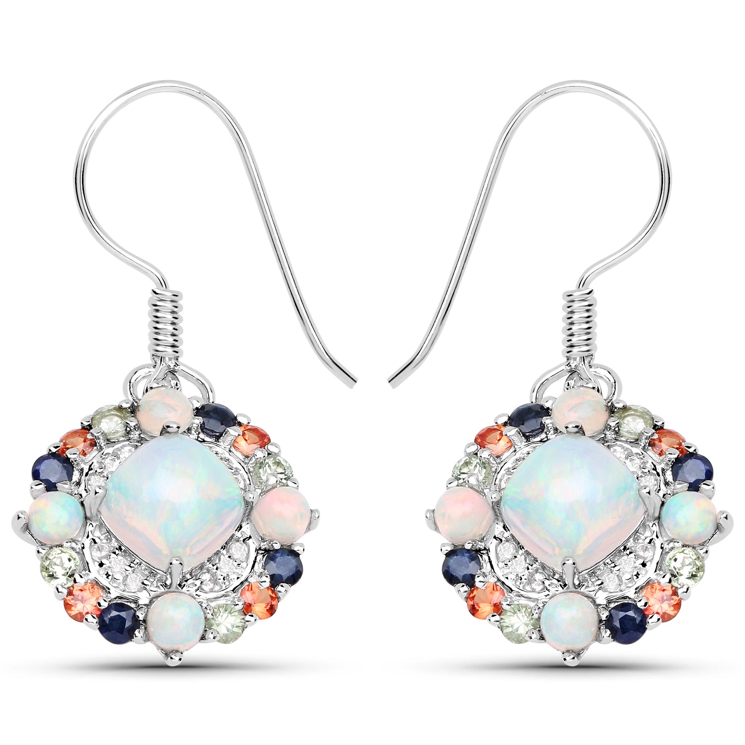 Genuine Silver Multi Gemstone Earrings