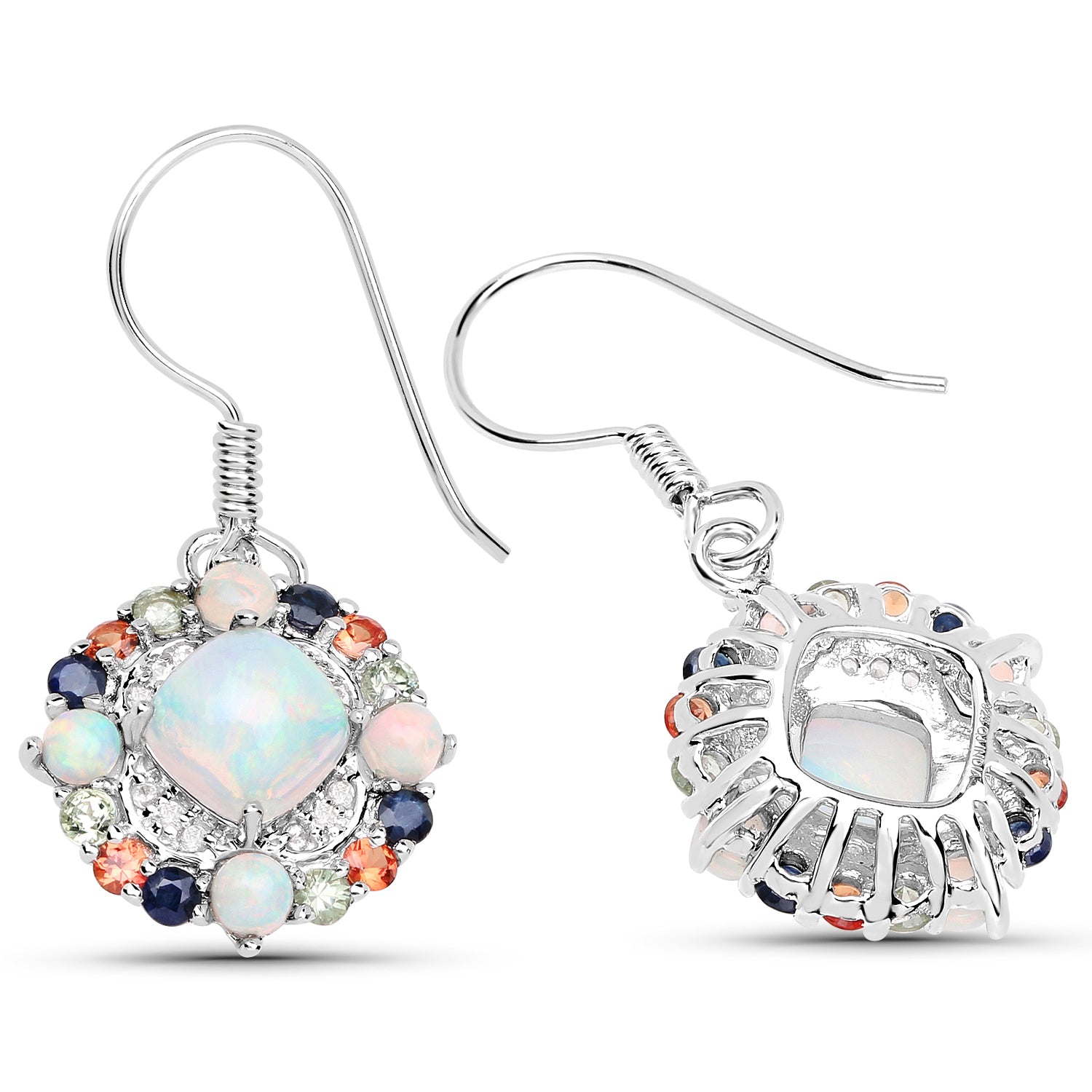 Genuine Silver Multi Gemstone Earrings