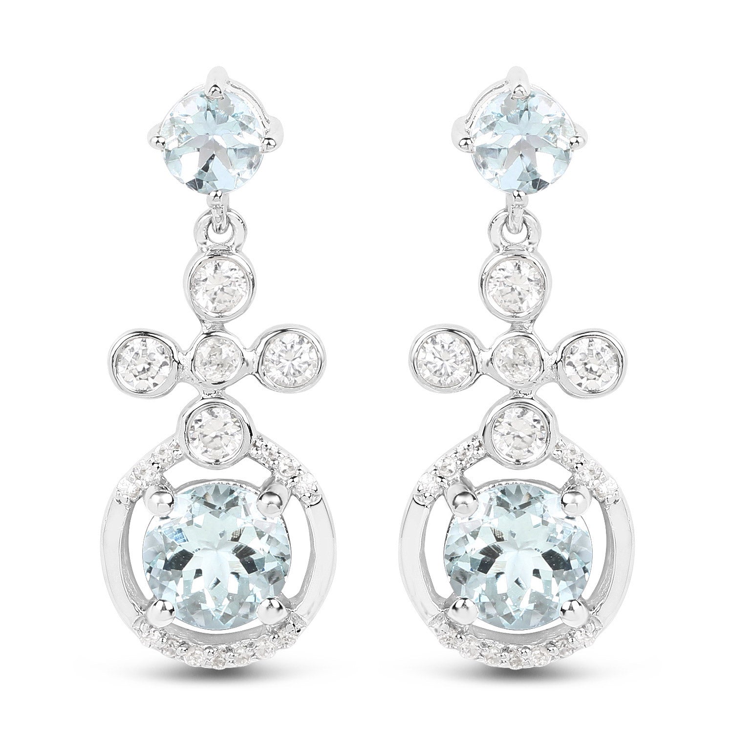 Aquamarine Dangle Earrings Sterling Silver