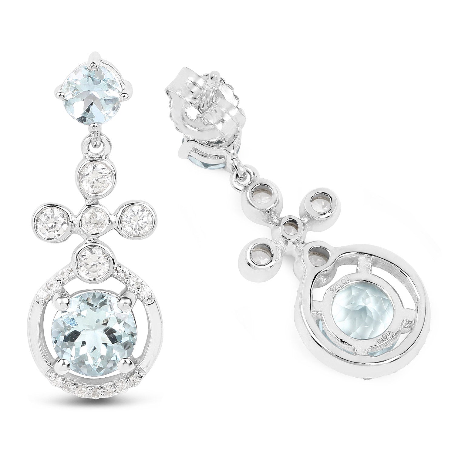 Aquamarine Dangle Earrings Sterling Silver