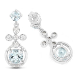 Genuine Aquamarine and White Zircon Dangle Earrings