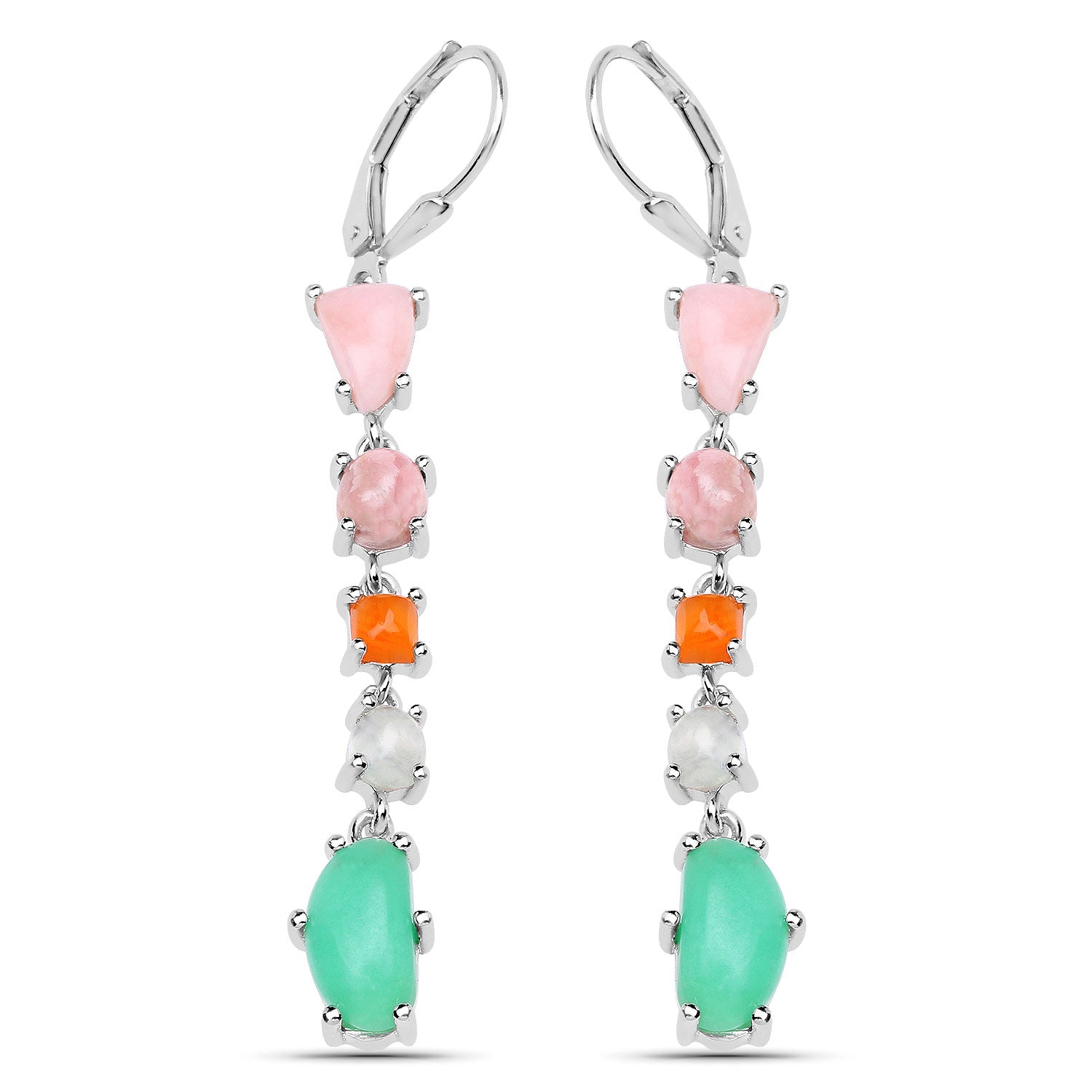 Genuine Silver Multi Stone Drop Earrings