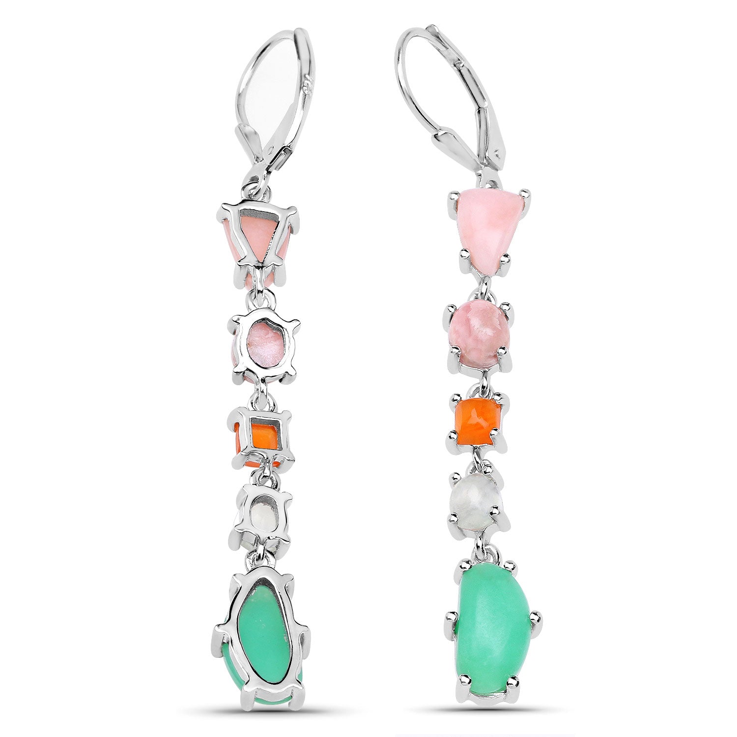 Genuine Silver Multi Stone Drop Earrings