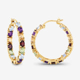 Multicolor Gemstone Hoop Earrings