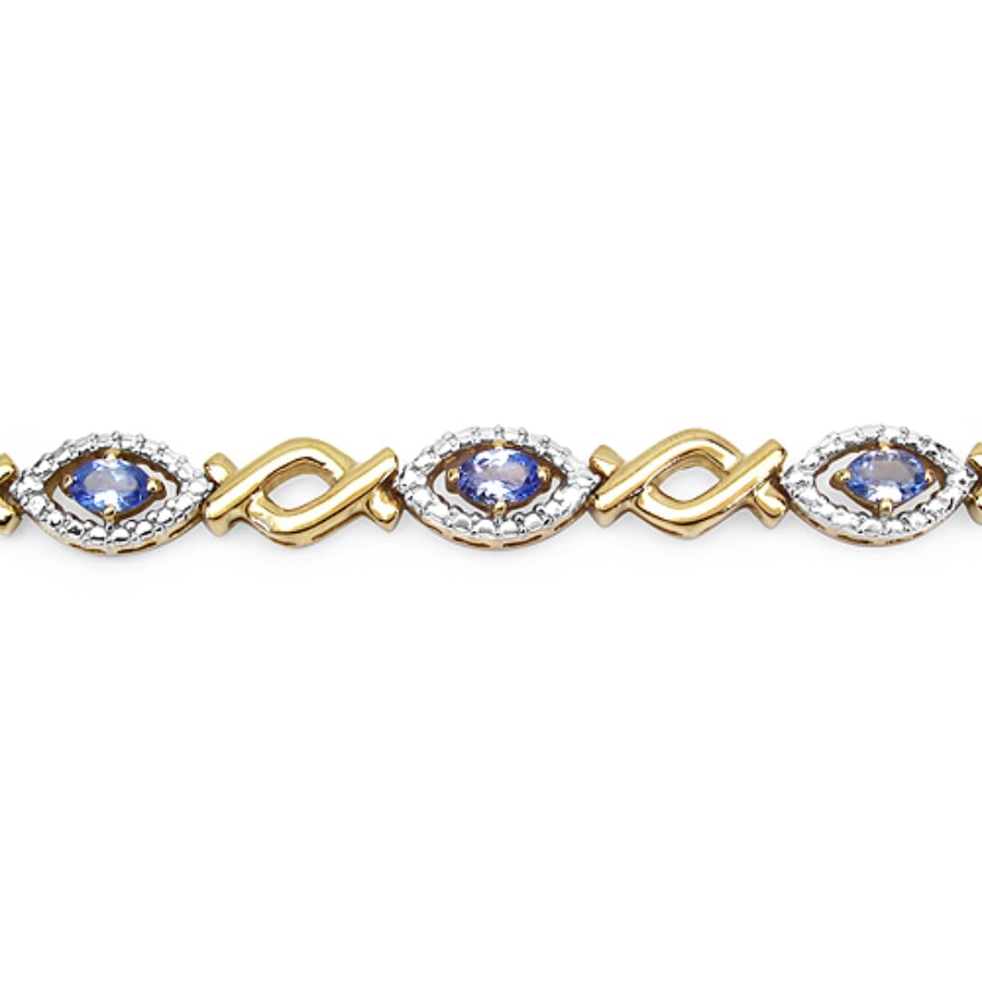 Natural Tanzanite Evil Eye Tennis Bracelet Silver Fine Color Jewels