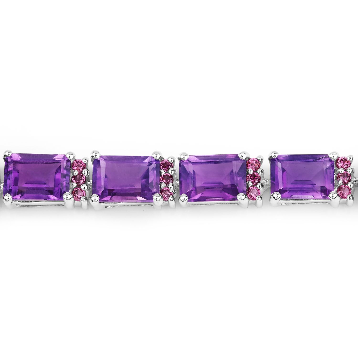 Purple Amethyst and Rhodolite Garnet Tennis Bracelet Silver Fine Color Jewels