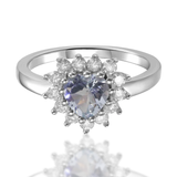 Aquamarine Blue Heart Ring for Women 