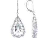 Green Amethyst Teardrop Dangling Earrings