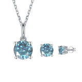 Blue Moissanite Jewelry Set - FineColorJewels