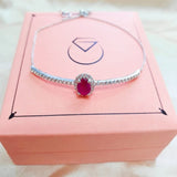 Ruby Solitaire Rhodium Plated Bracelet