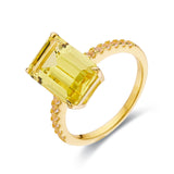 Canary Yellow Sapphire Ring Sunbeam Emerald Cut Ring - FineColorJewels