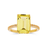 Yellow Sapphire Emerald Cut Statement Ring