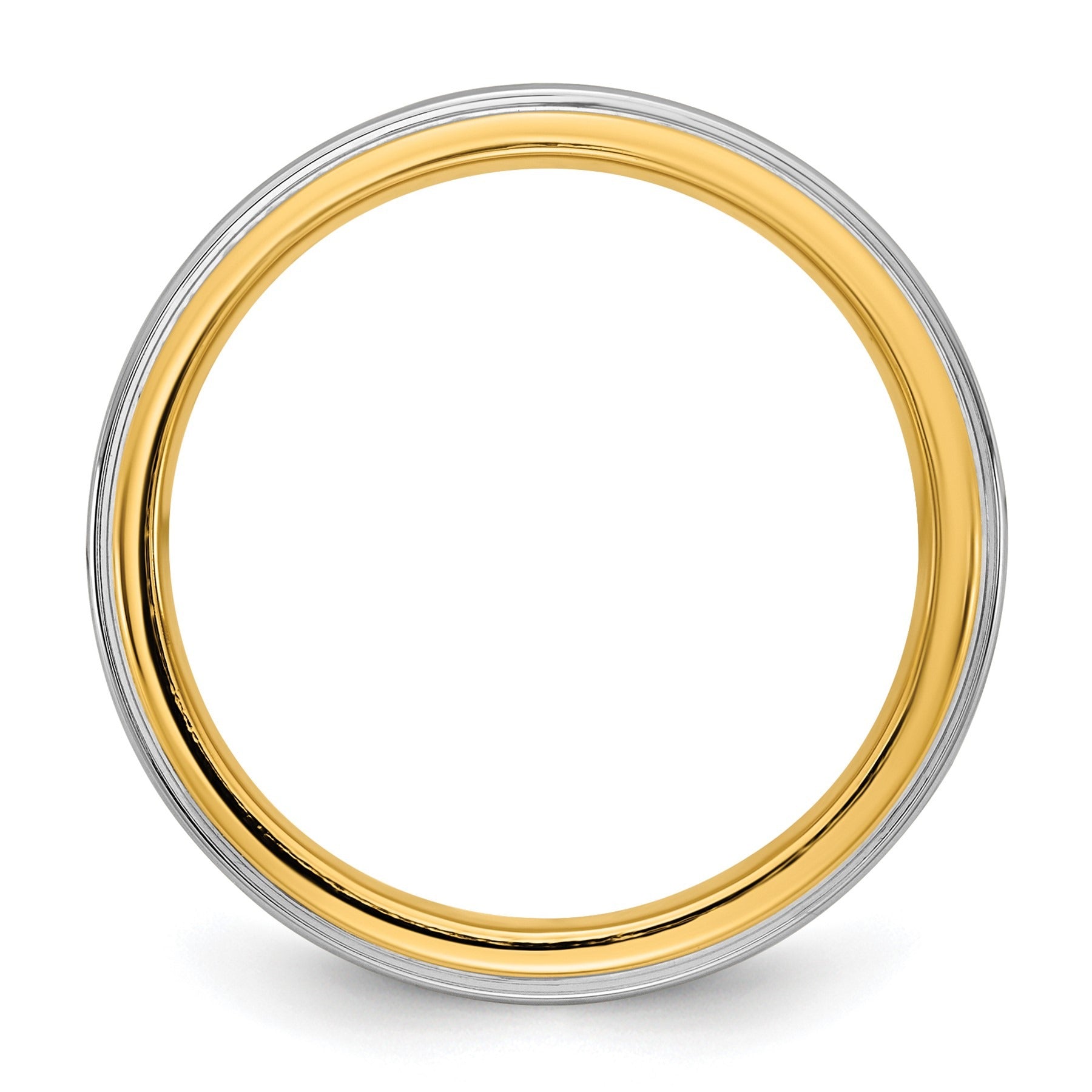 14k Two-Tone 6mm Step Edge Wedding Band Ring for Men and Women