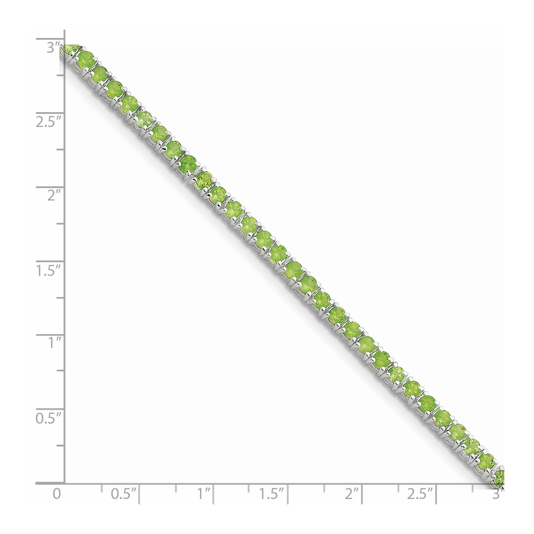 5.45 Ct Round Green Peridot Prong Rhodium Over Silver Tennis Bracelet