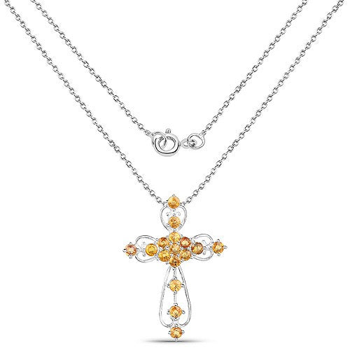 Natural Yellow Sapphire Cross Necklace