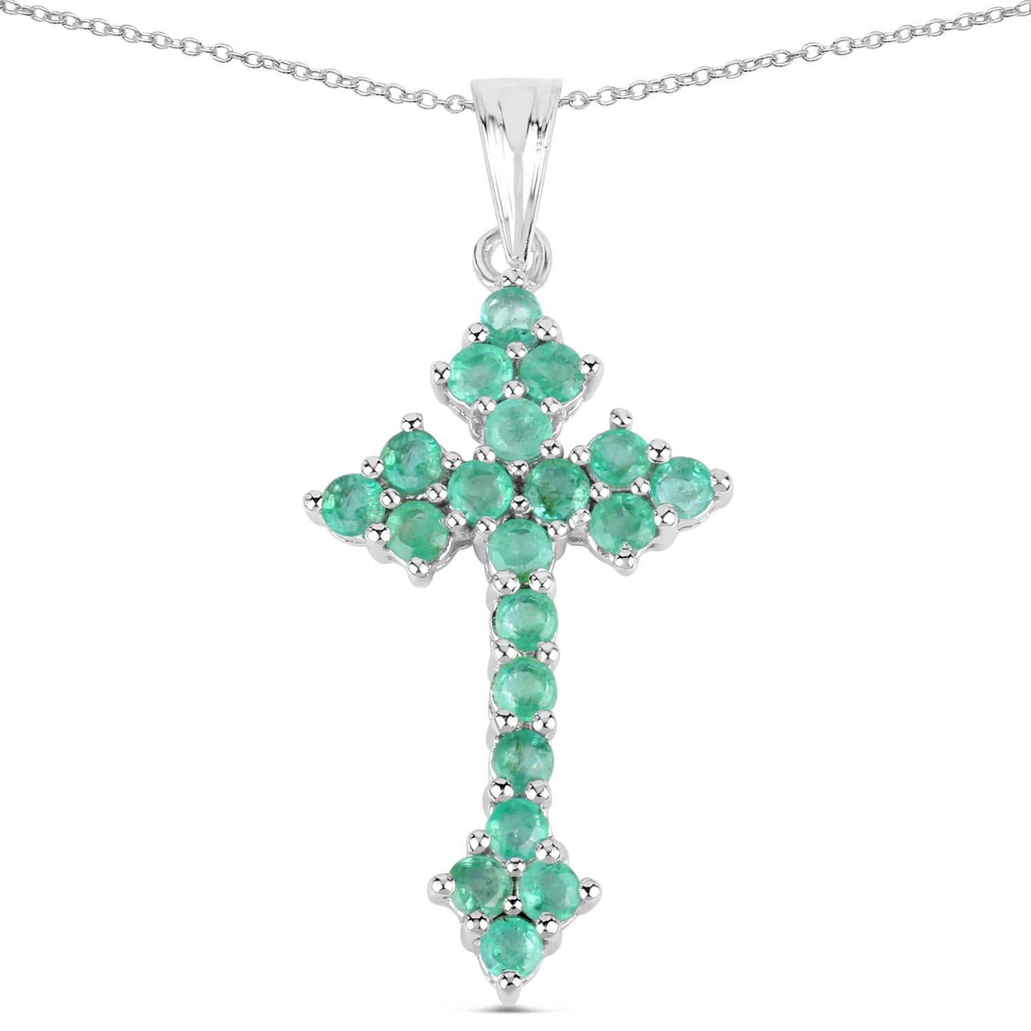Genuine Zambian Emerald  Cross Necklace