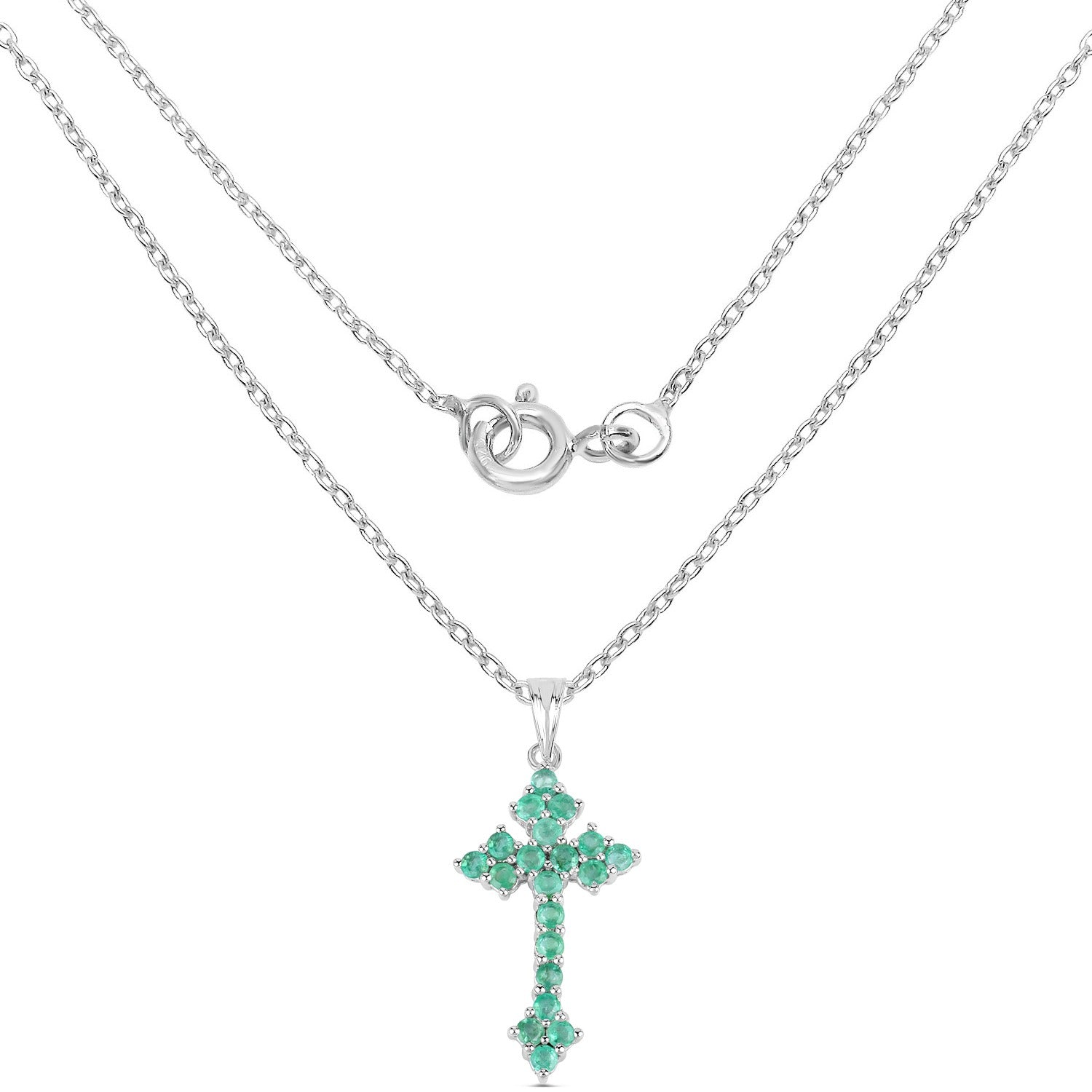 Genuine Zambian Emerald  Cross Necklace