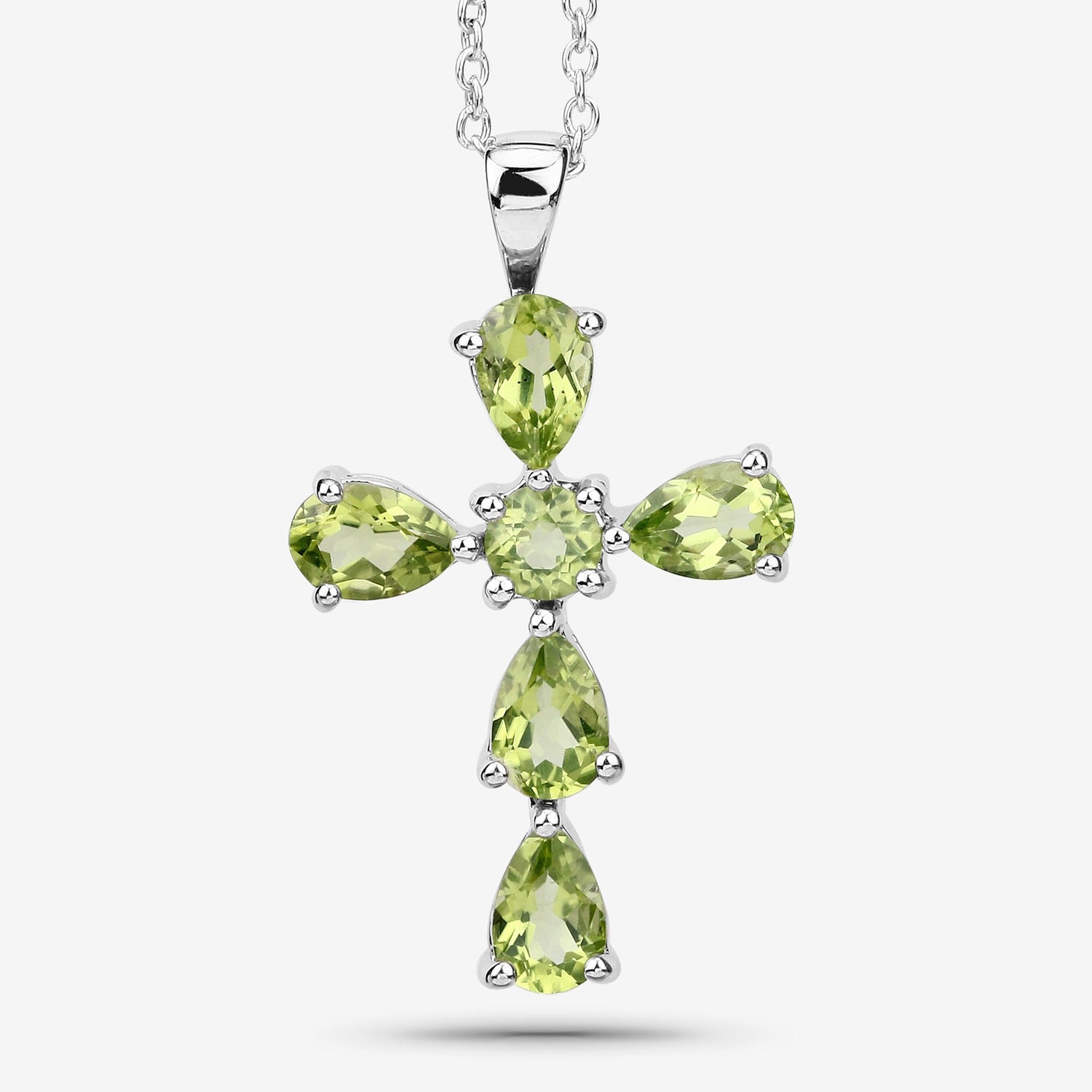 Genuine Green Peridot Cross Necklace