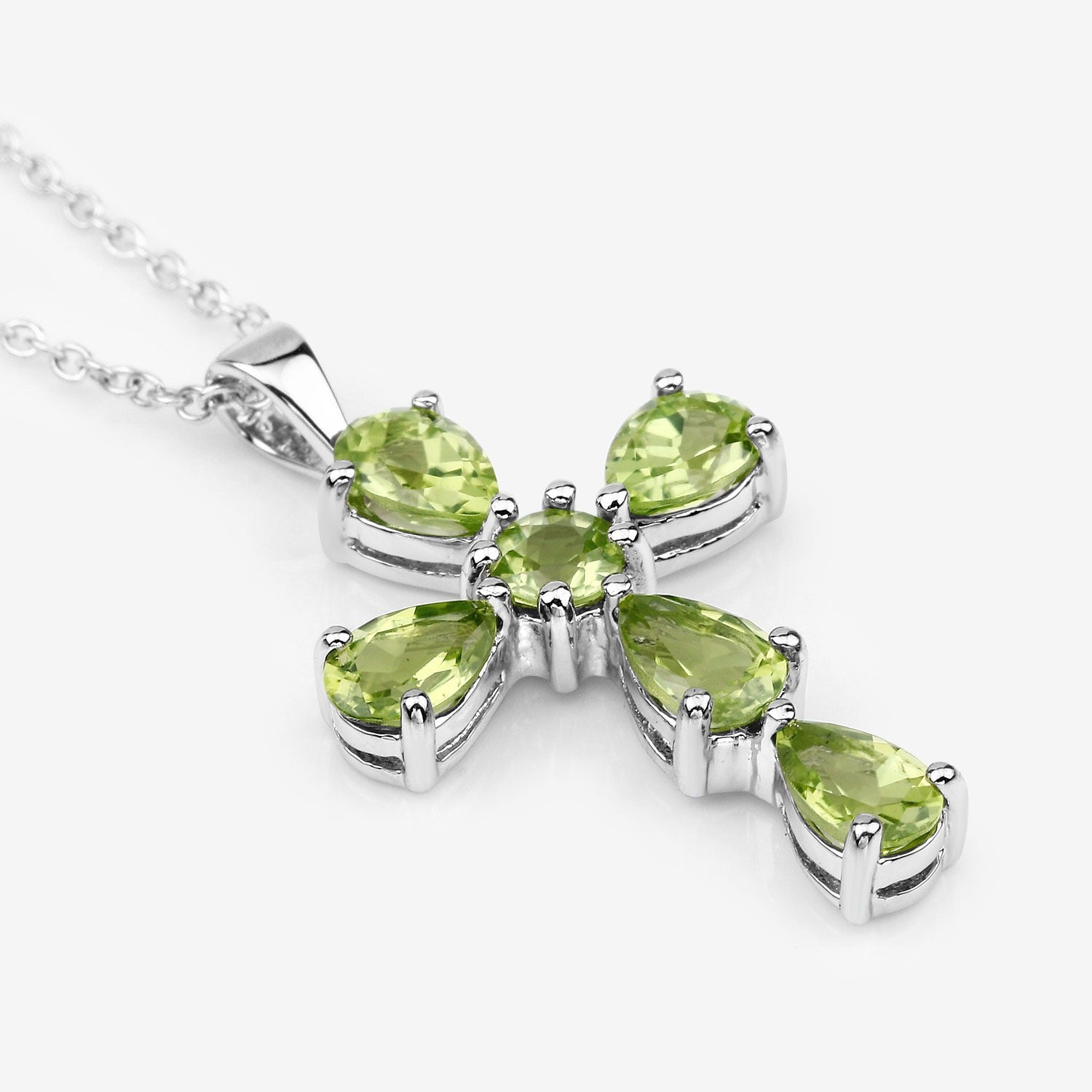 Genuine Green Peridot Cross Necklace