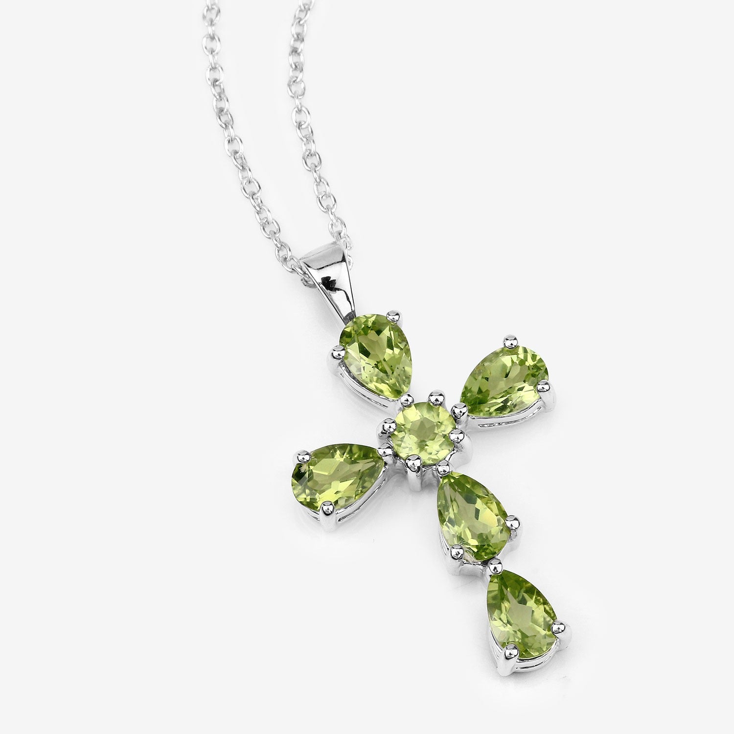 Genuine Green Peridot Cross Necklace