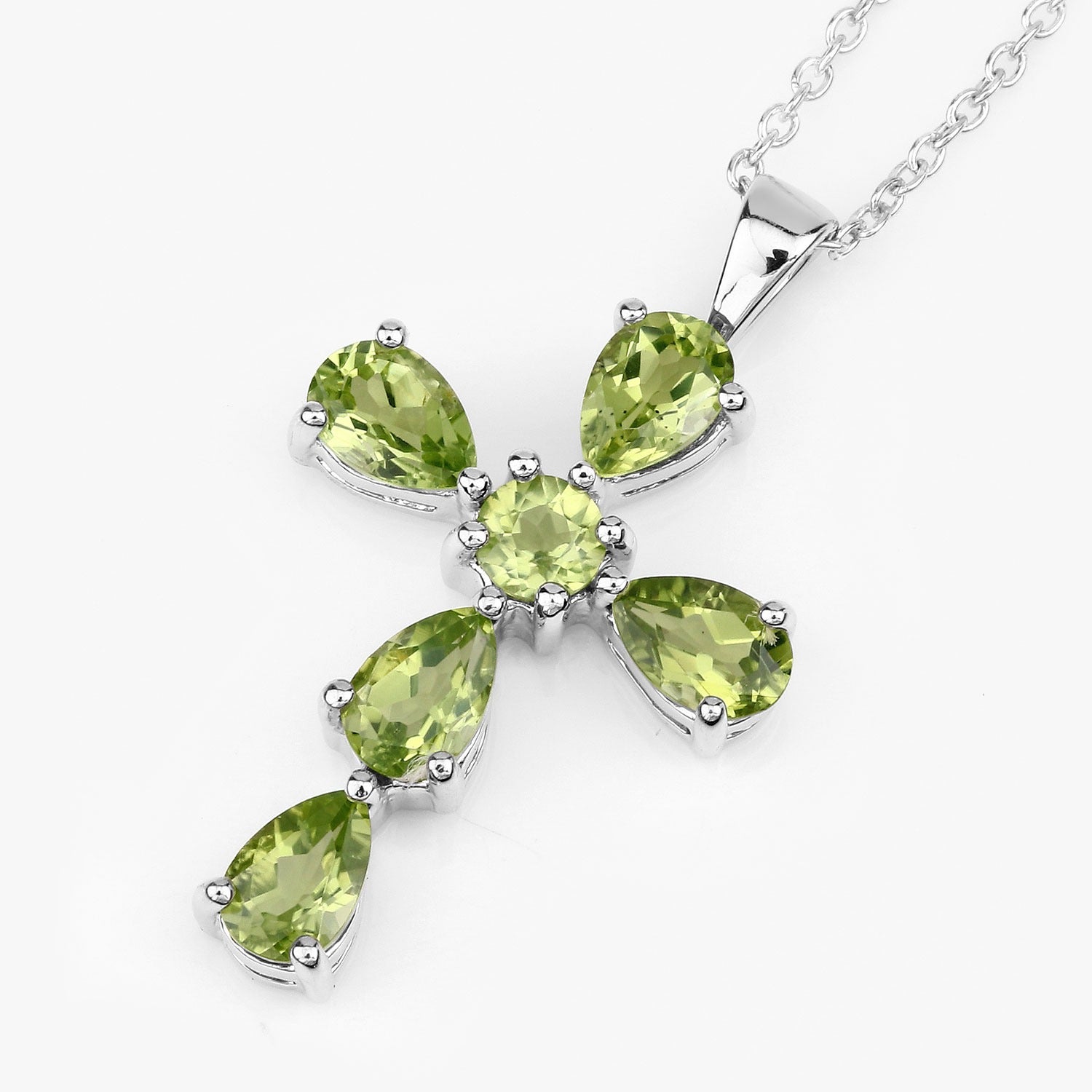 Genuine Green Peridot Cross Necklace