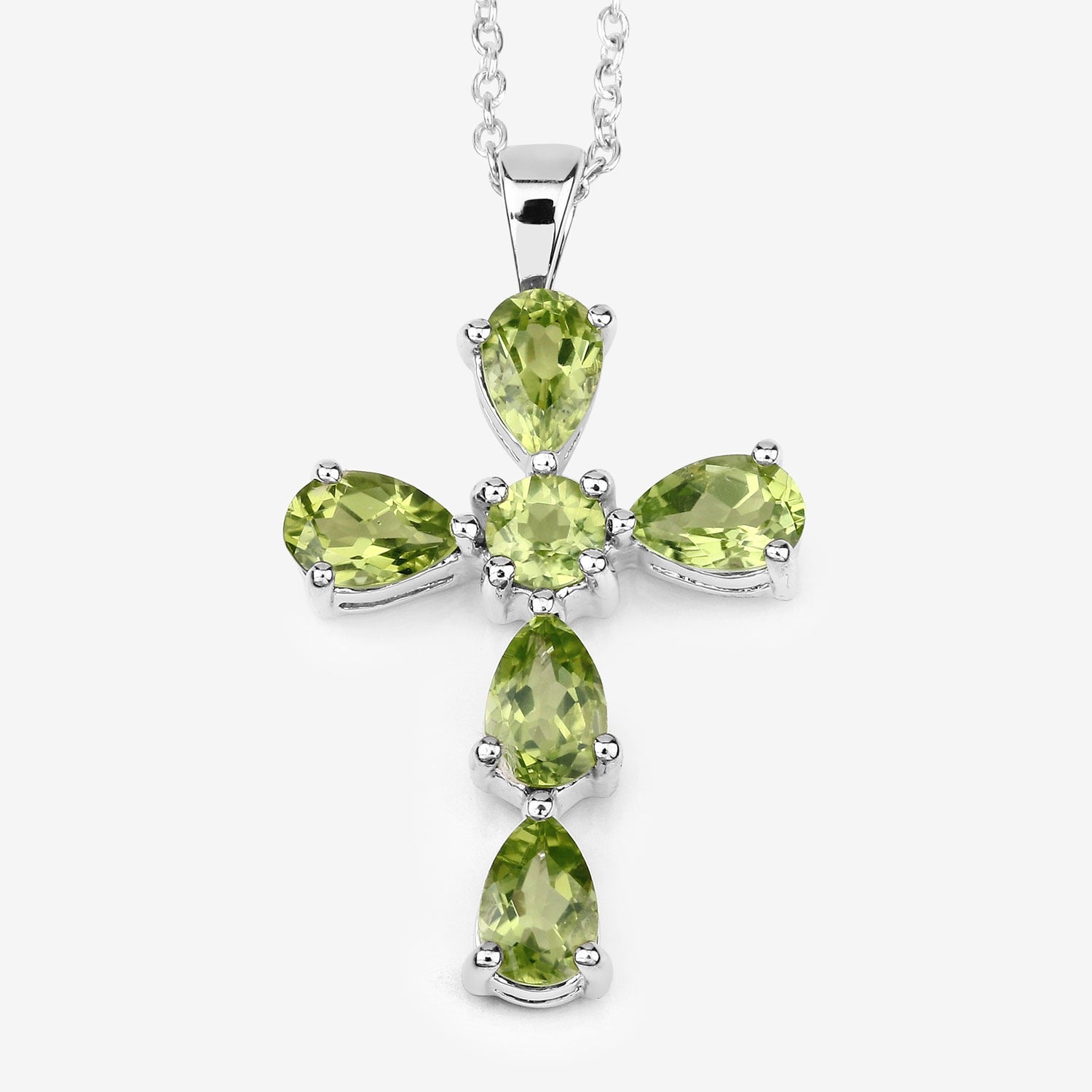 Genuine Green Peridot Cross Necklace