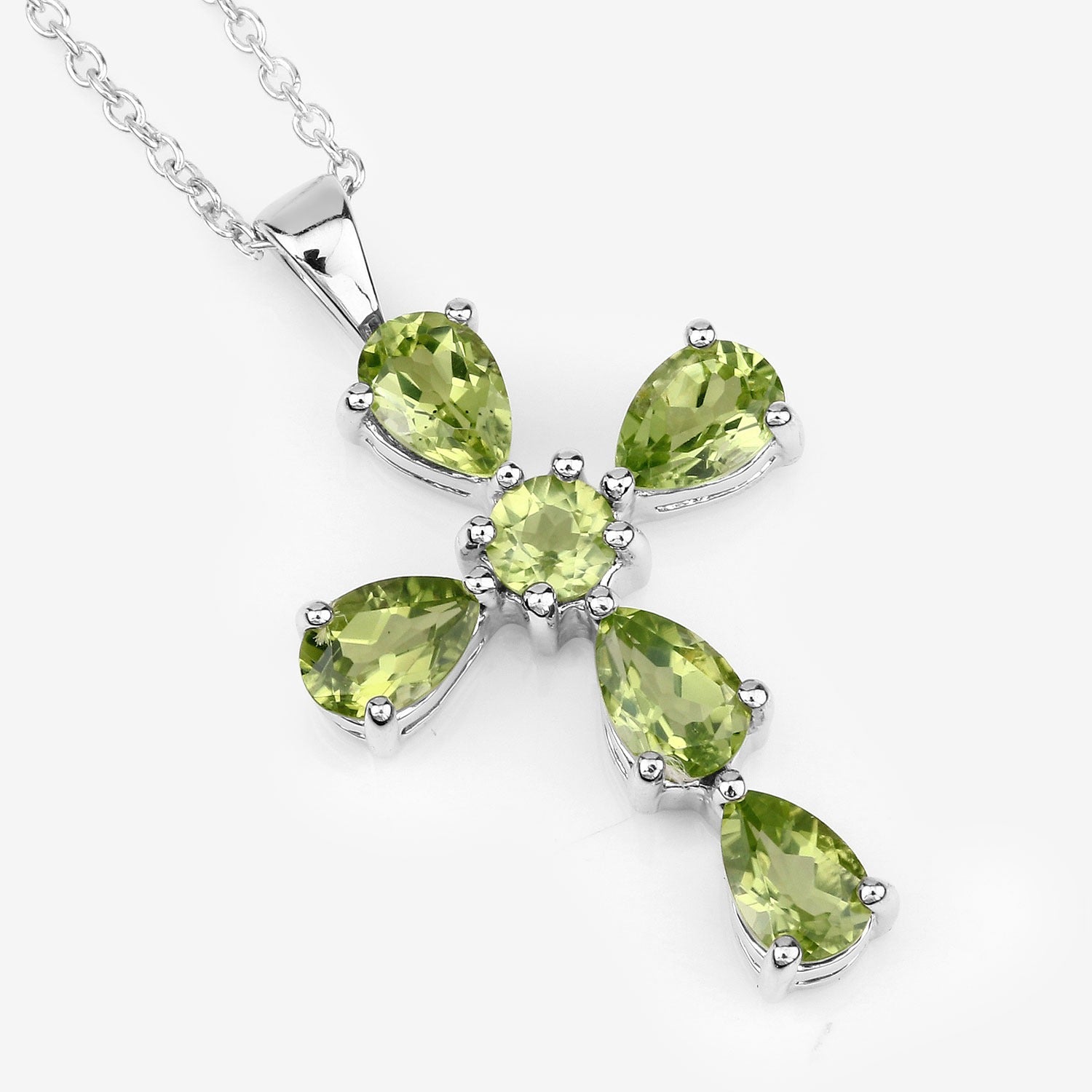 Genuine Green Peridot Cross Necklace