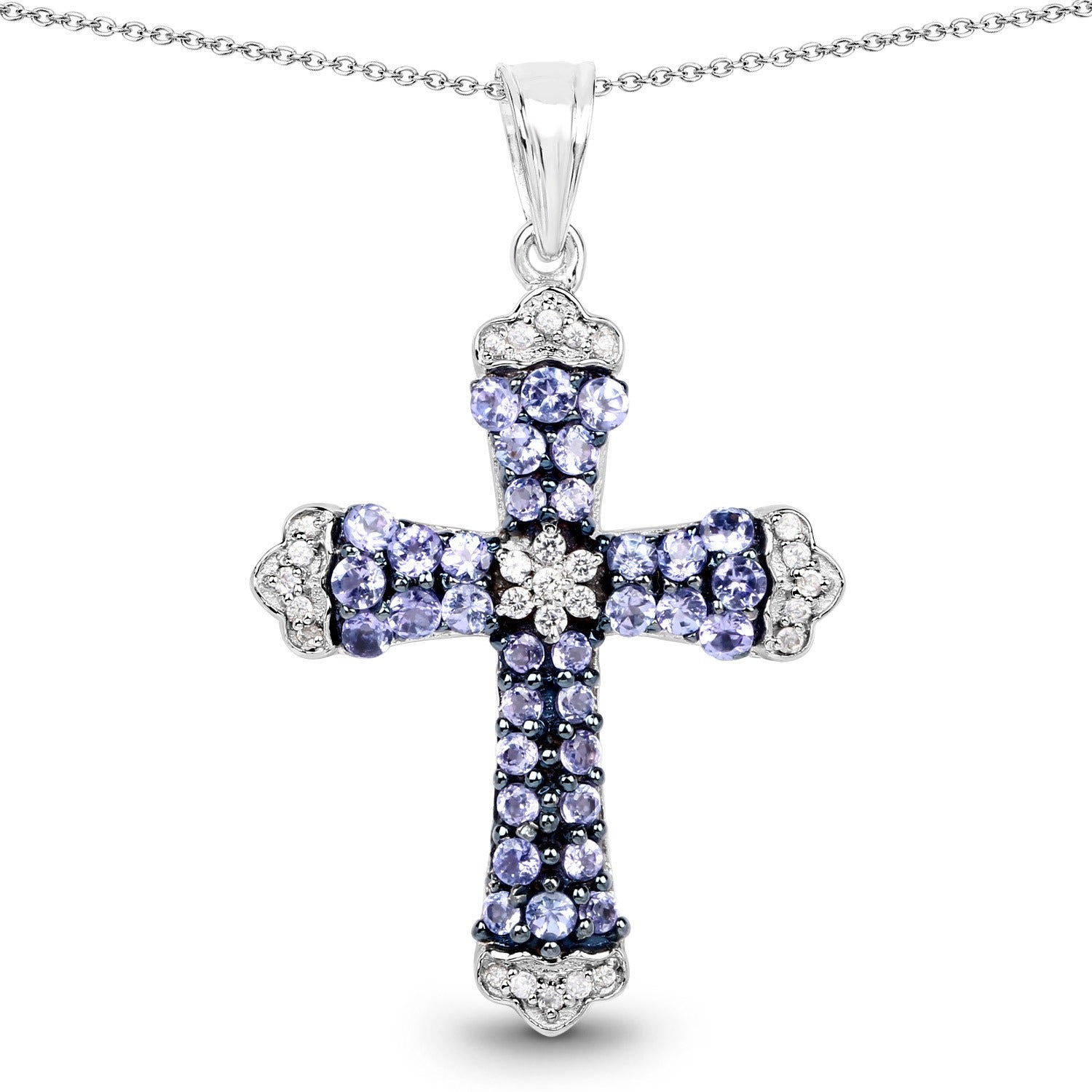 Natural Tanzanite Cross Necklace