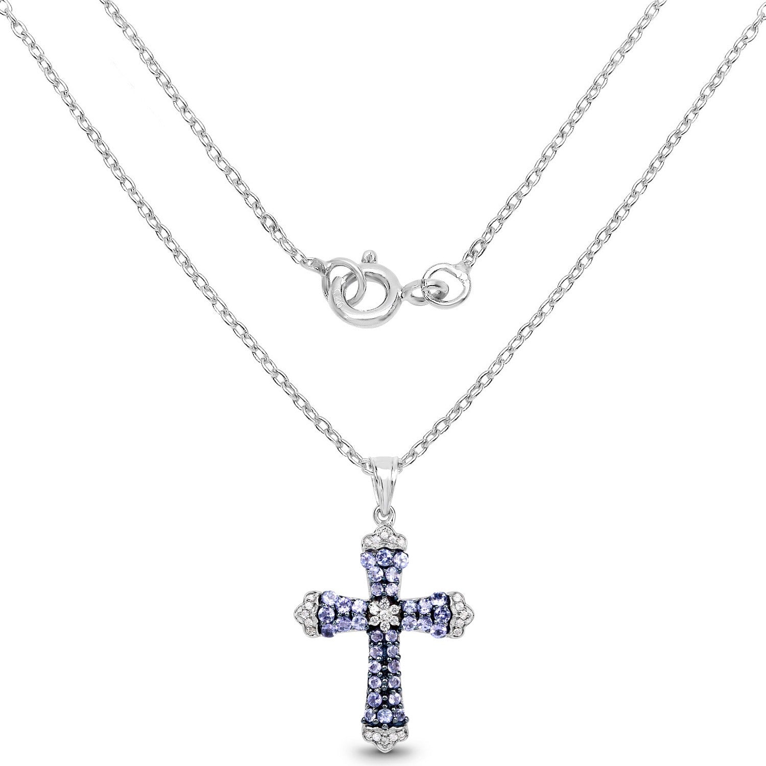 Natural Tanzanite Cross Necklace