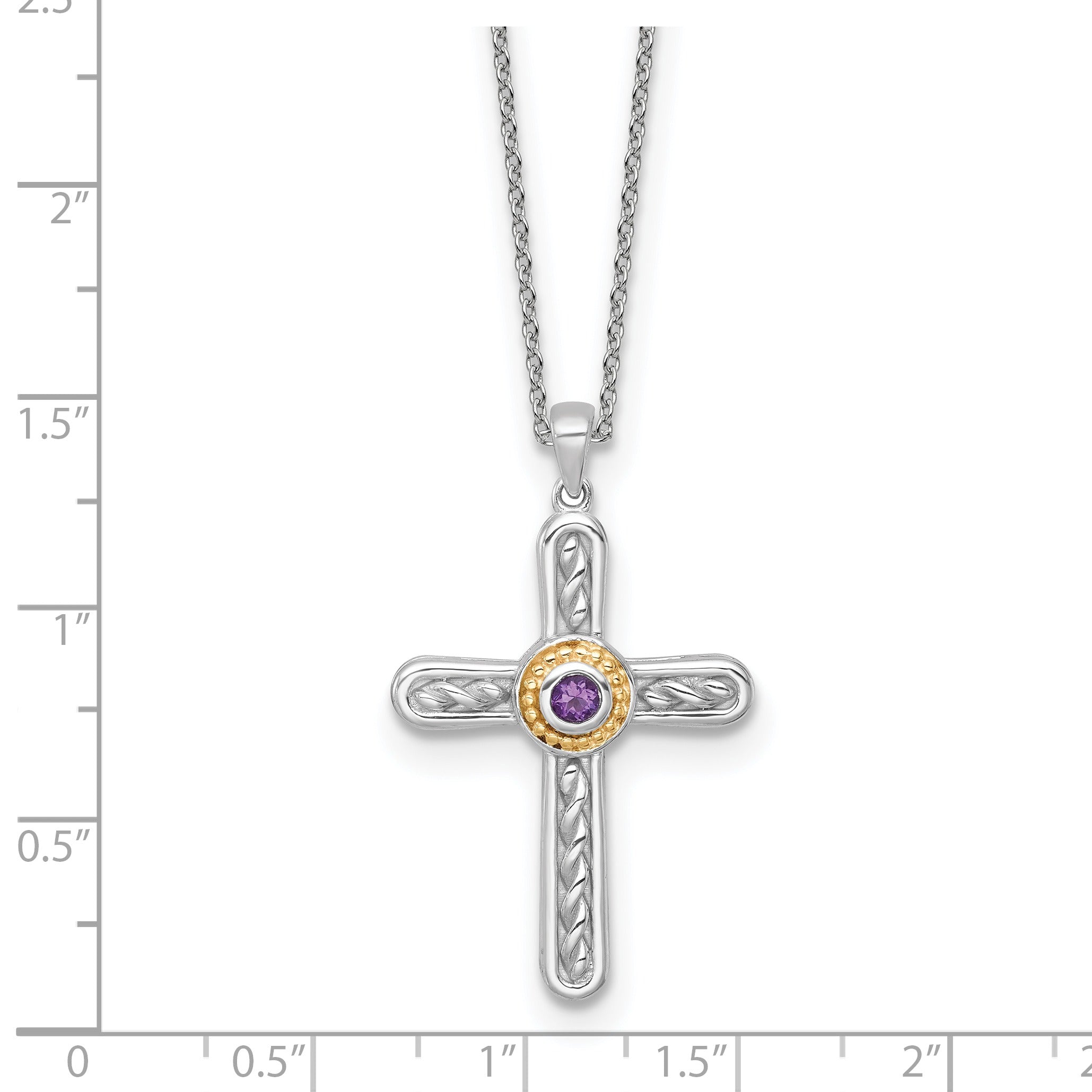Sterling Silver Natural Amethyst Cross Extension Necklace