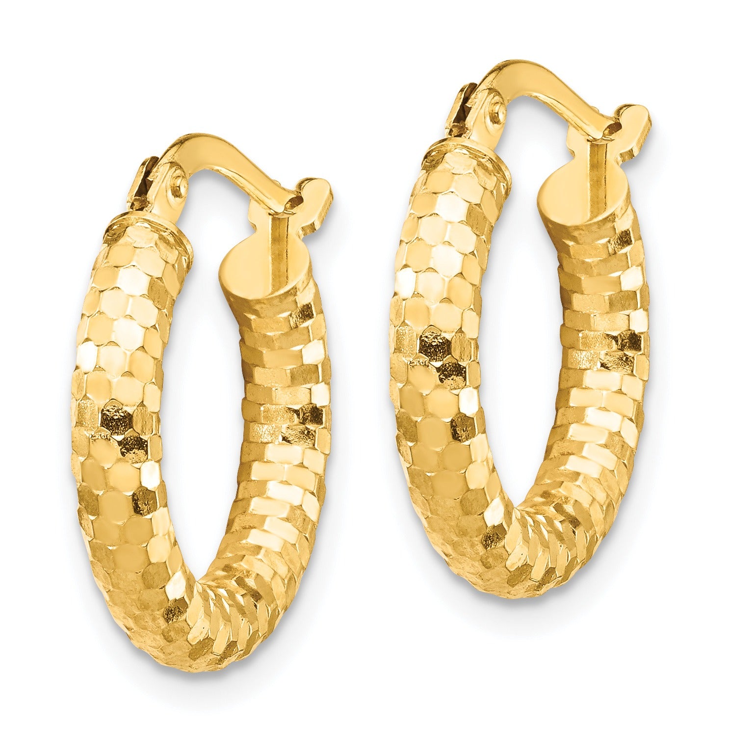 14K Gold Diamond-cut Hoop Earrings