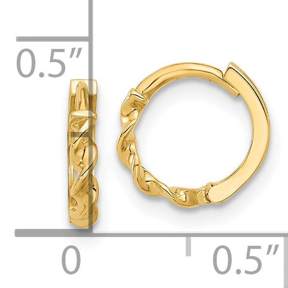 14K Gold Twisted Hinged Hoop Earrings