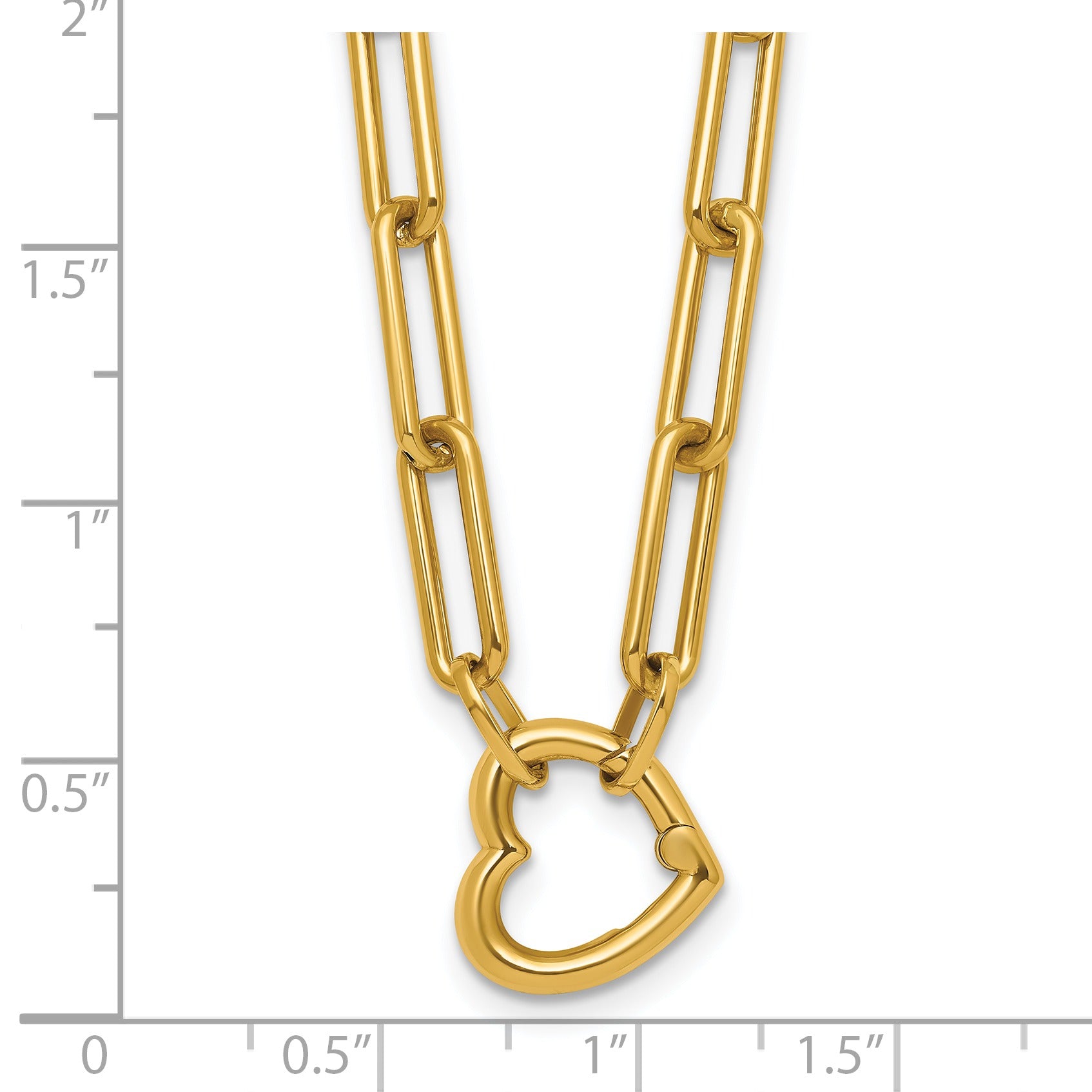Heart Paperclip Chain Necklace 14k Yellow Gold