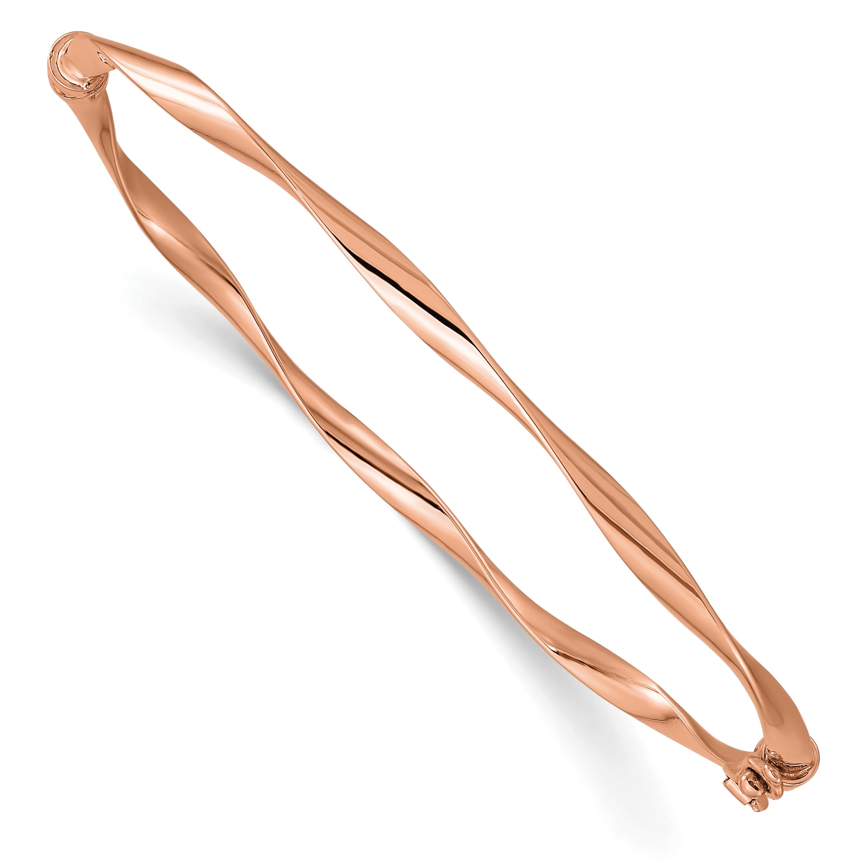 Rose Gold Twisted Hinged Bangle Bracelet
