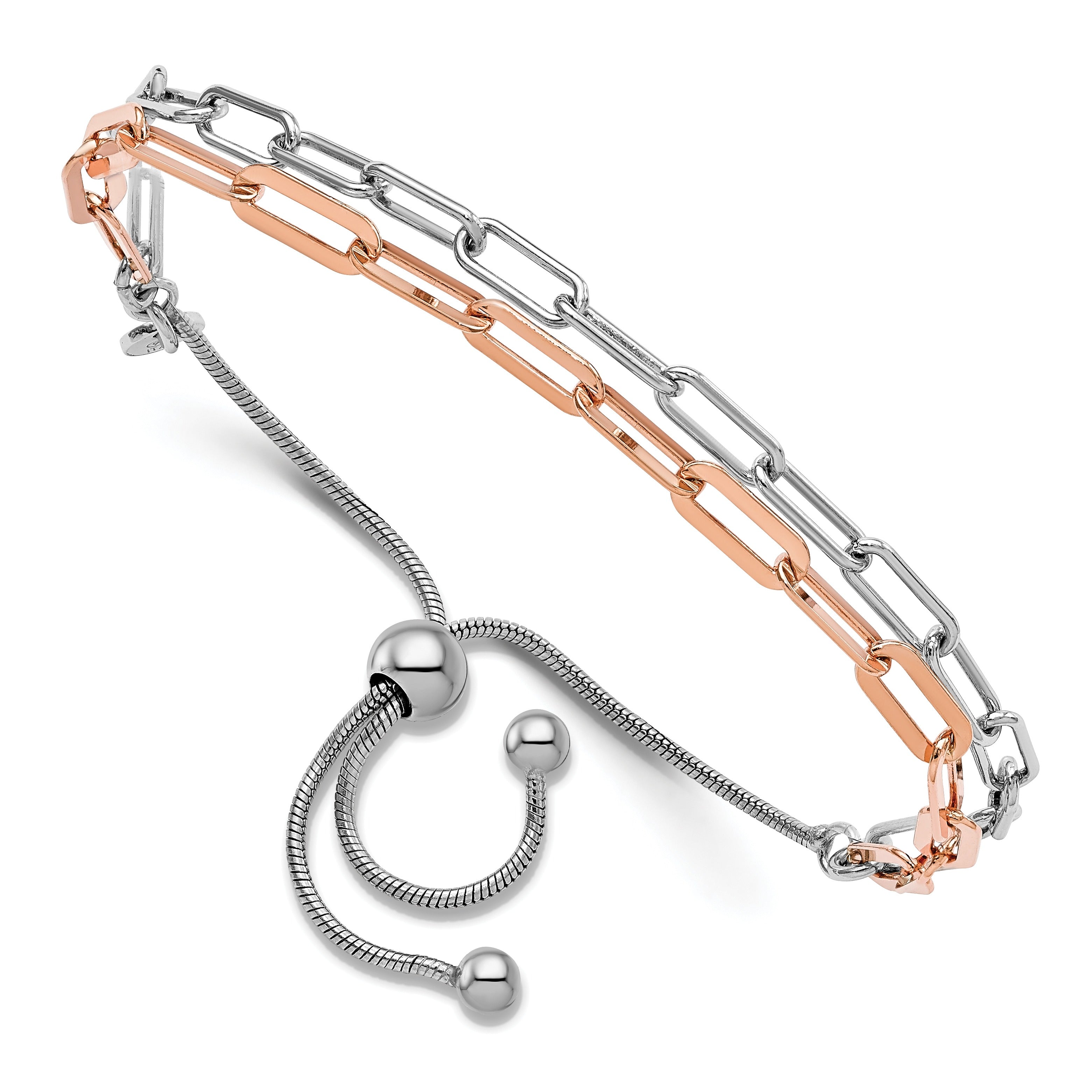 Silver Two Tone 2-strand Bolo Adjustable Link Bracelet