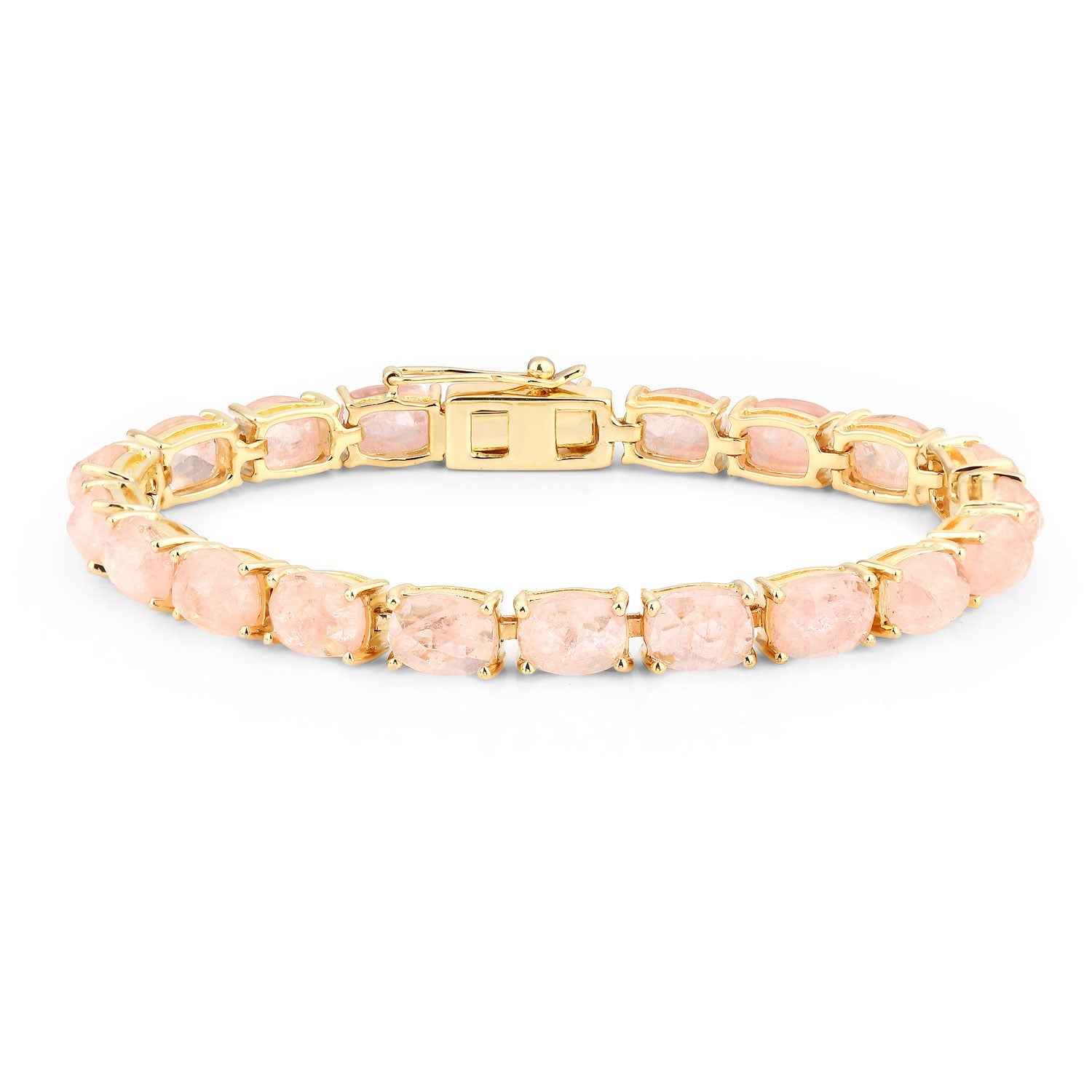 Genuine Pink Morganite Silver Tennis Bracelet
