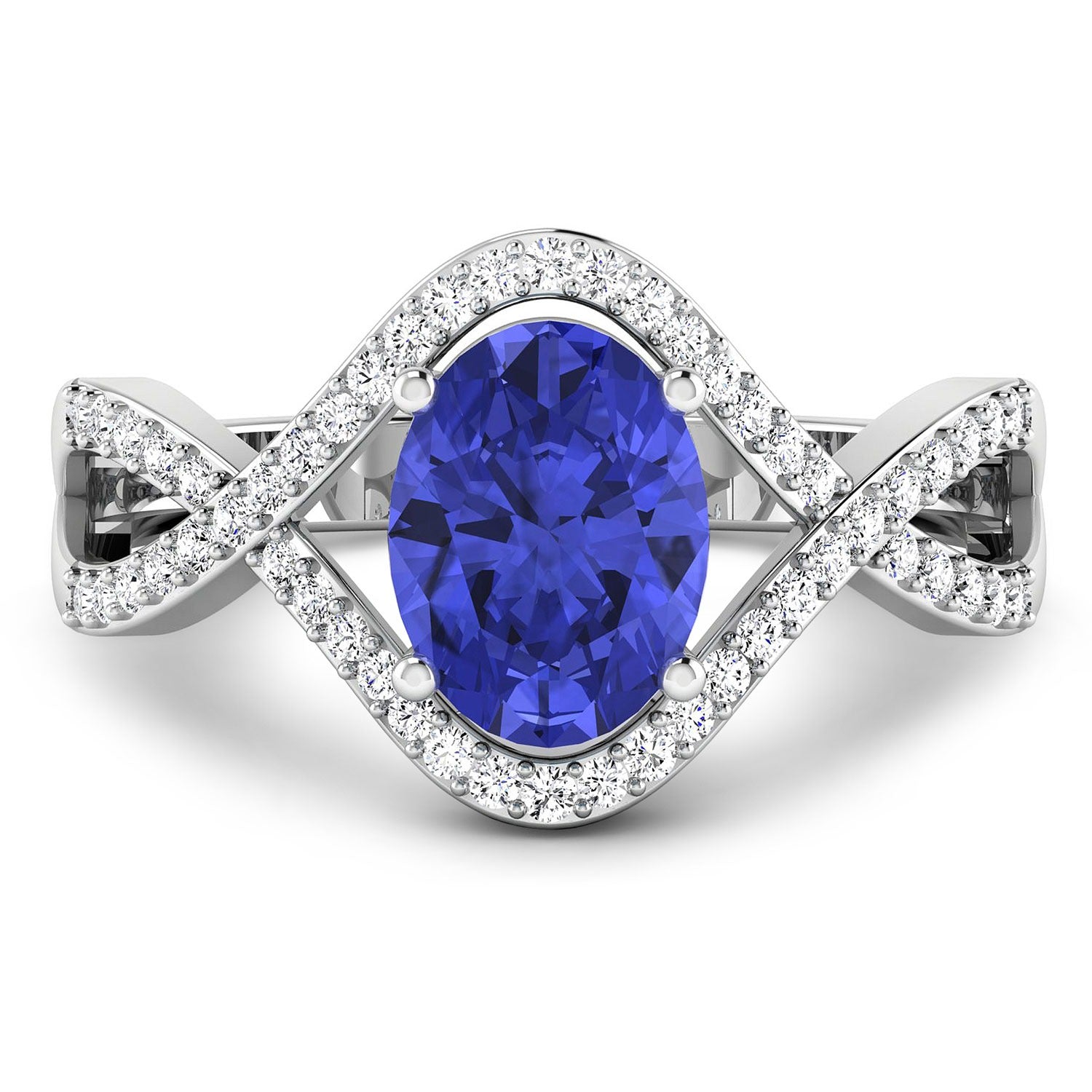 Natural Tanzanite Diamond Crossover Ring 14K Gold
