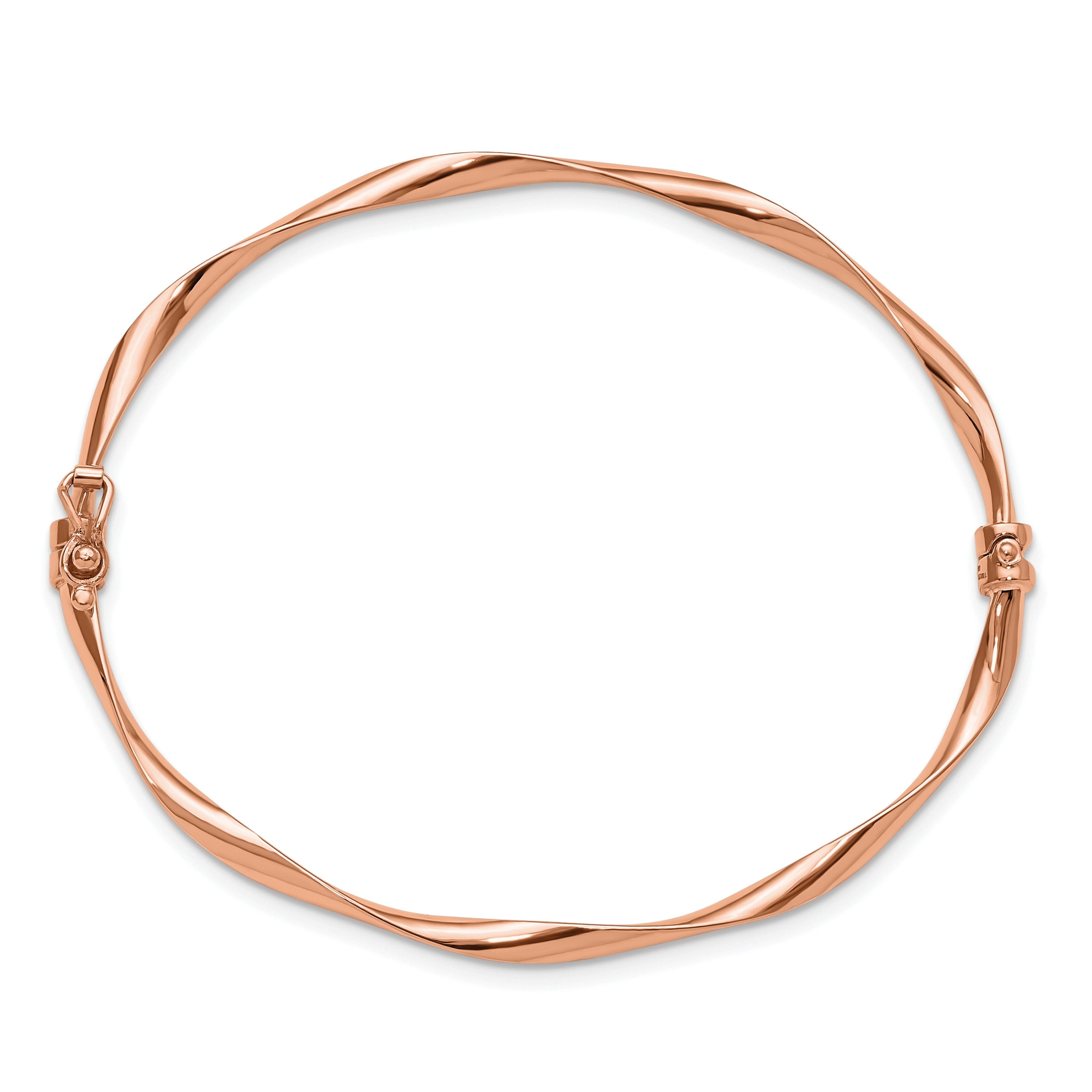 Rose Gold Twisted Hinged Bangle Bracelet