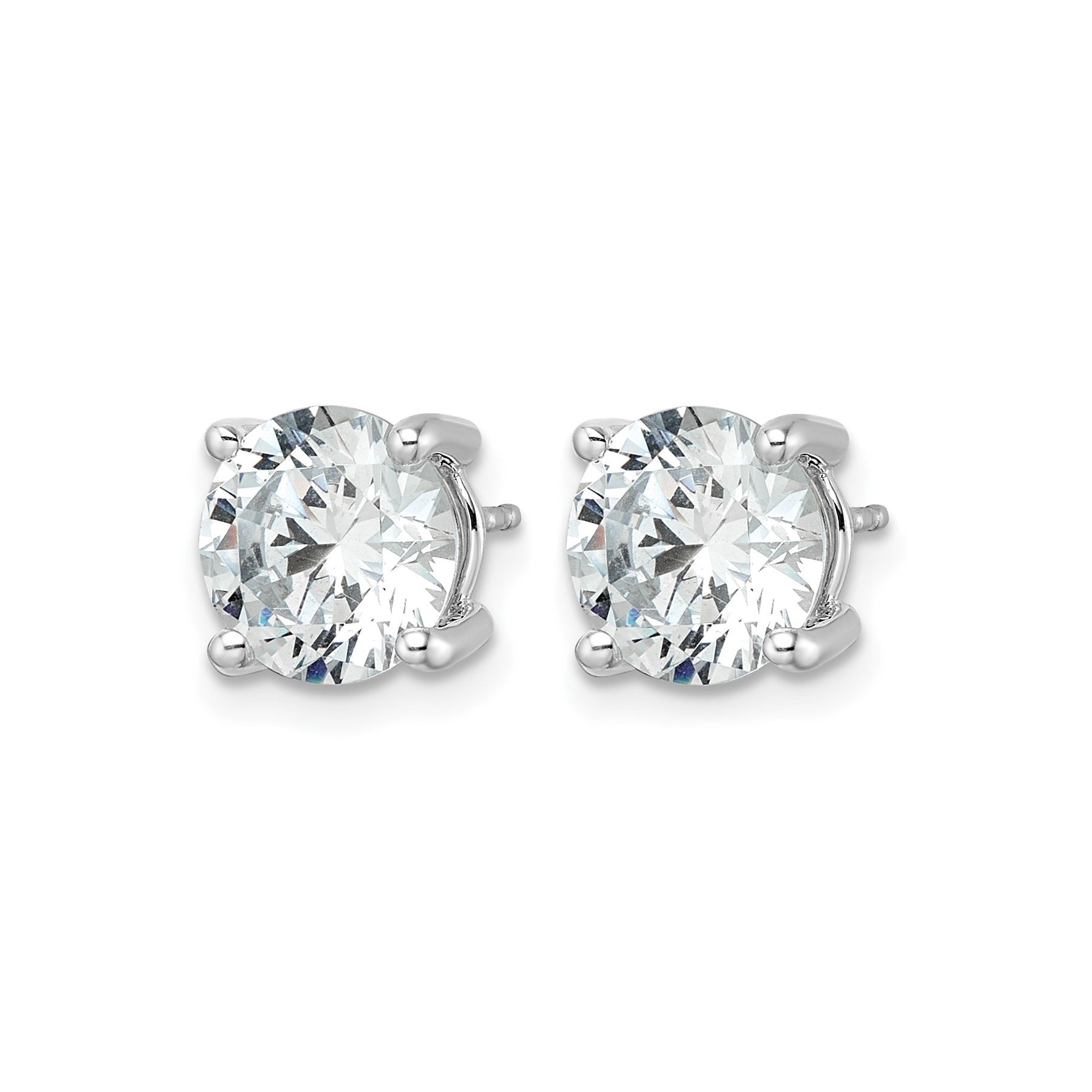 14K White Gold Round Shaped Lab Grown Diamond Stud Earrings Fine Diamond
