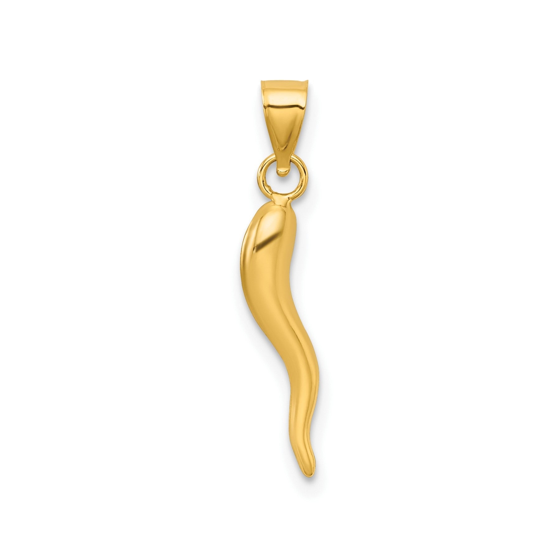 14k Hollow 3-D Italian Horn Pendant