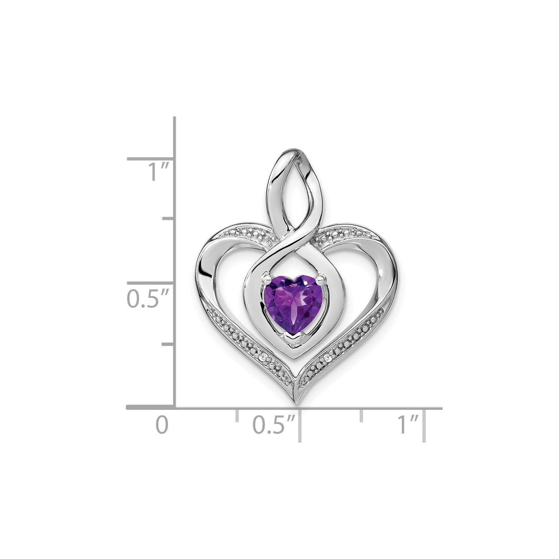 Amethyst and Diamond Heart In Heart Pendant