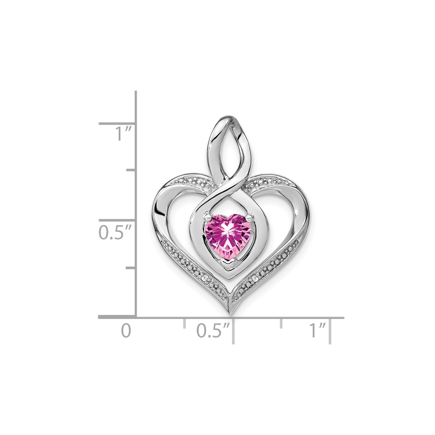 Lab Created Sapphire and Diamond Heart In Heart Pendant