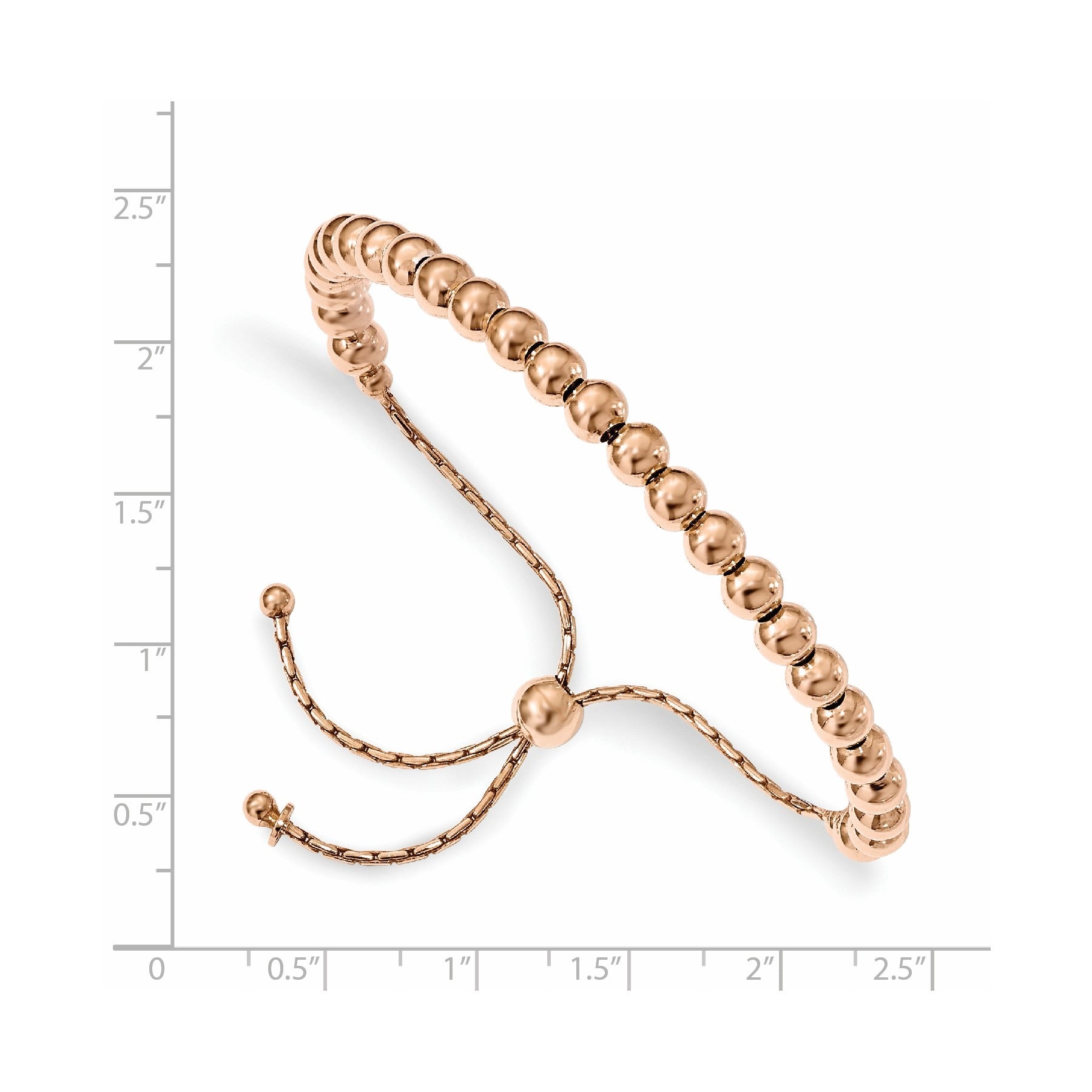 Sterling Silver Rose-tone Beaded Adjustable Bolo Bracelet