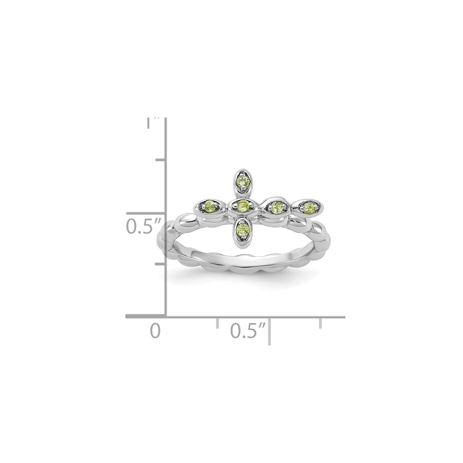 Silver Stackable Natural Peridot Cross Ring