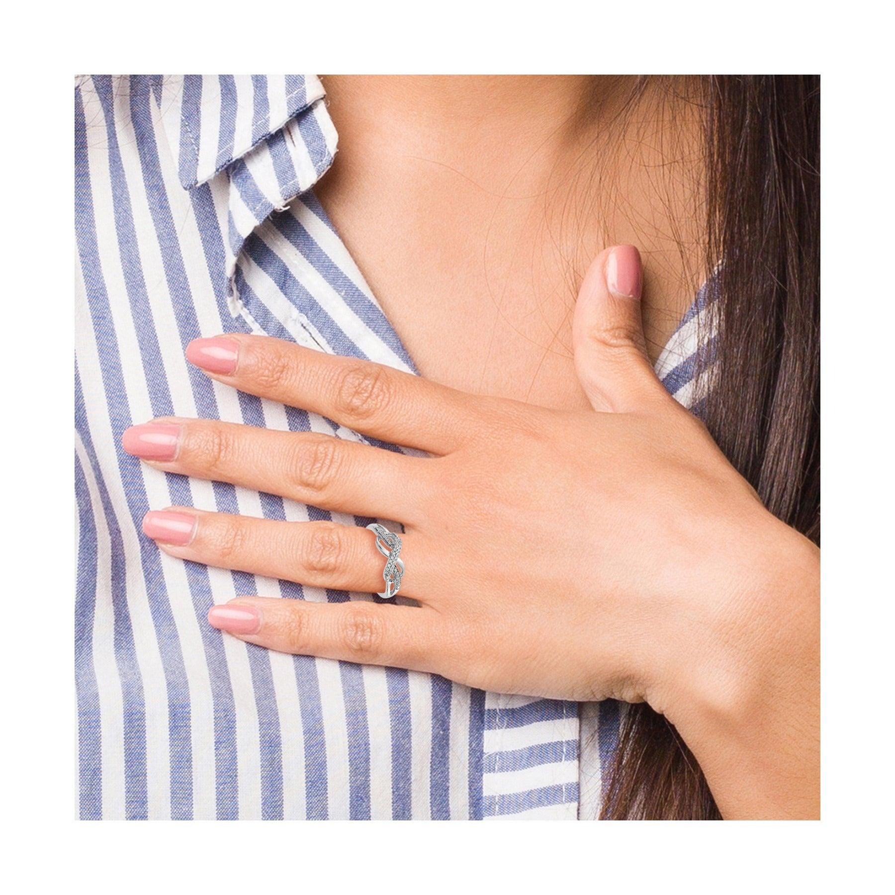 14k White Gold Lab Grown Diamond Infinity Symbol Ring