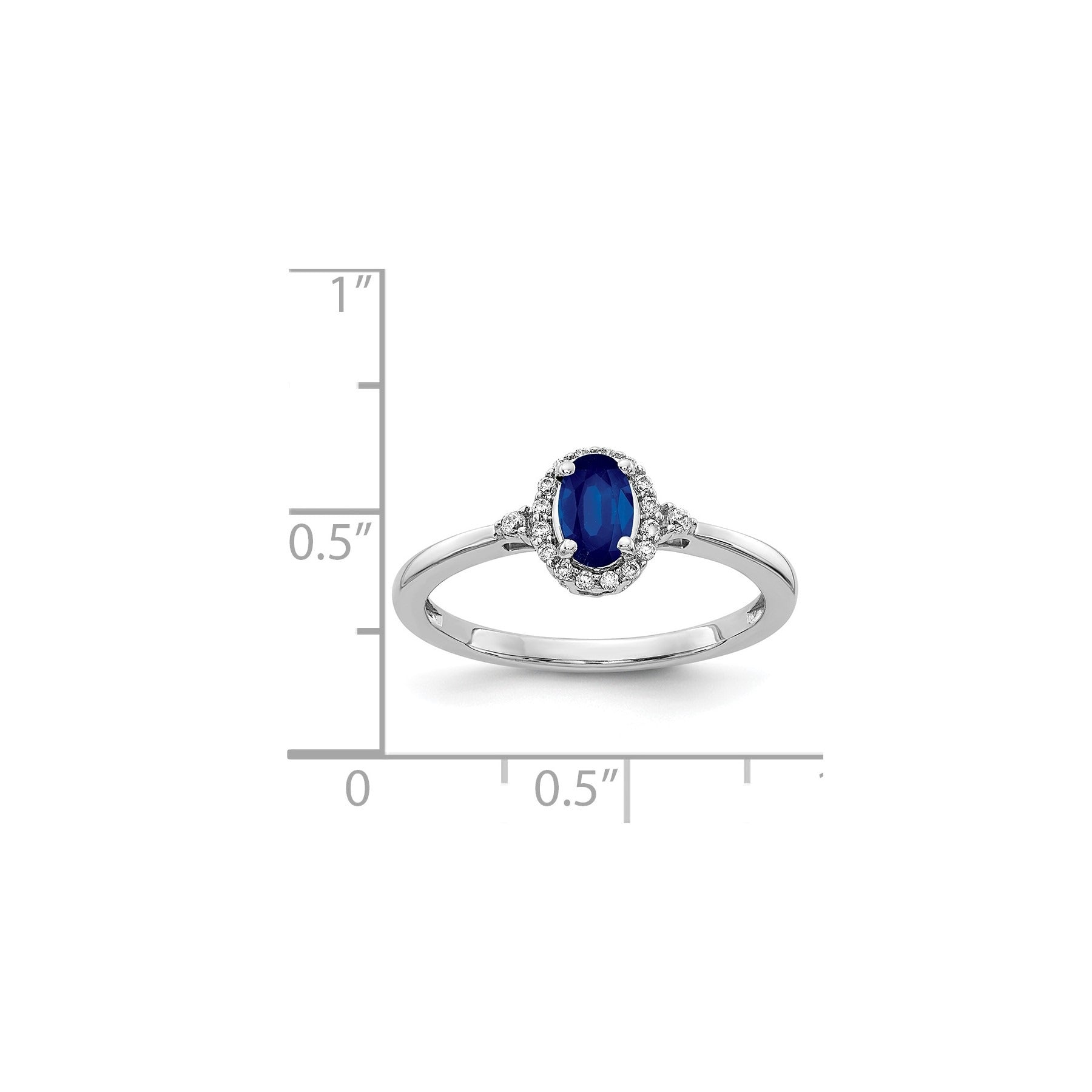 0.63 Ct Oval Blue Sapphire & Diamond Prong 14K White Gold Halo Ring
