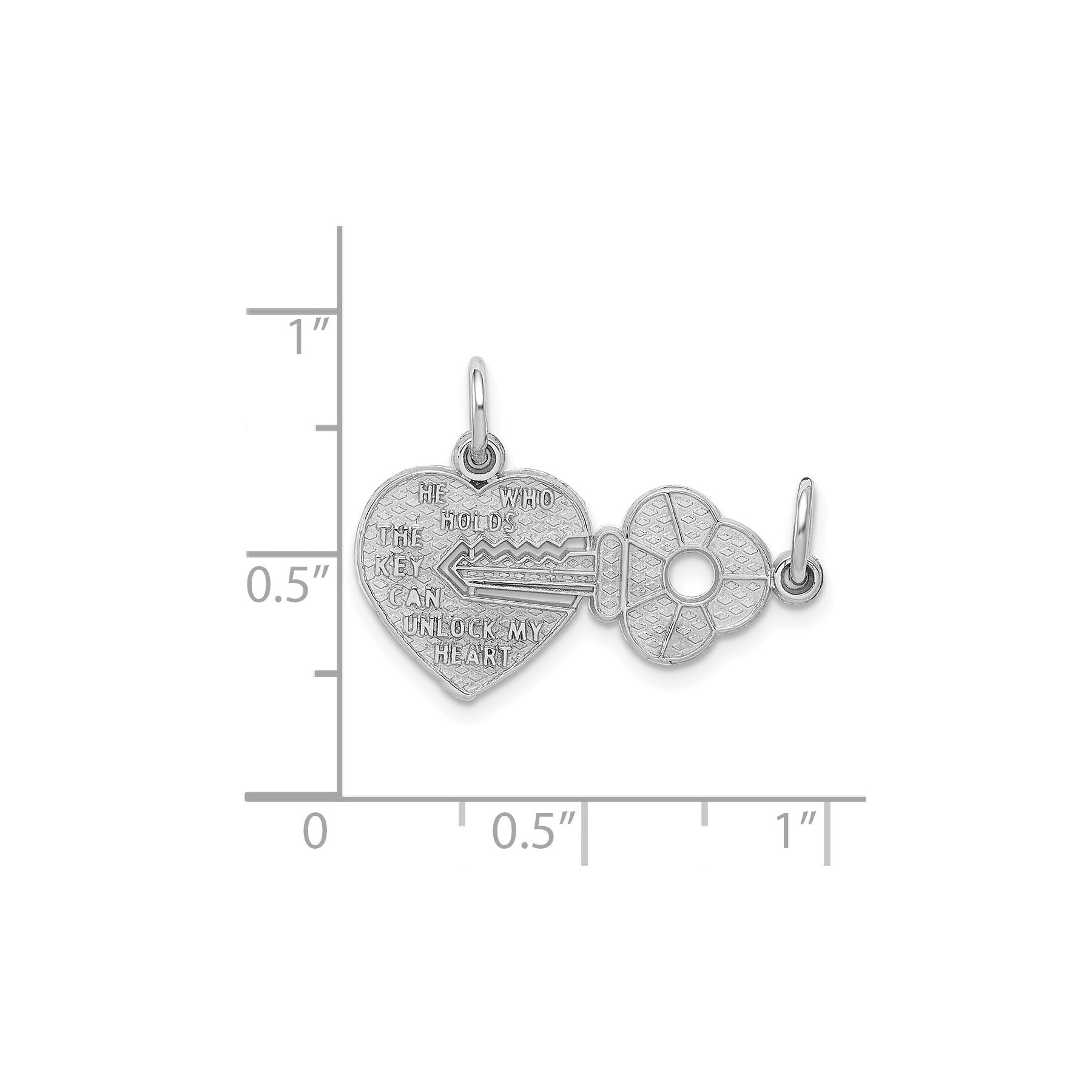 14K White Gold Key To My Heart Pendant for Couples