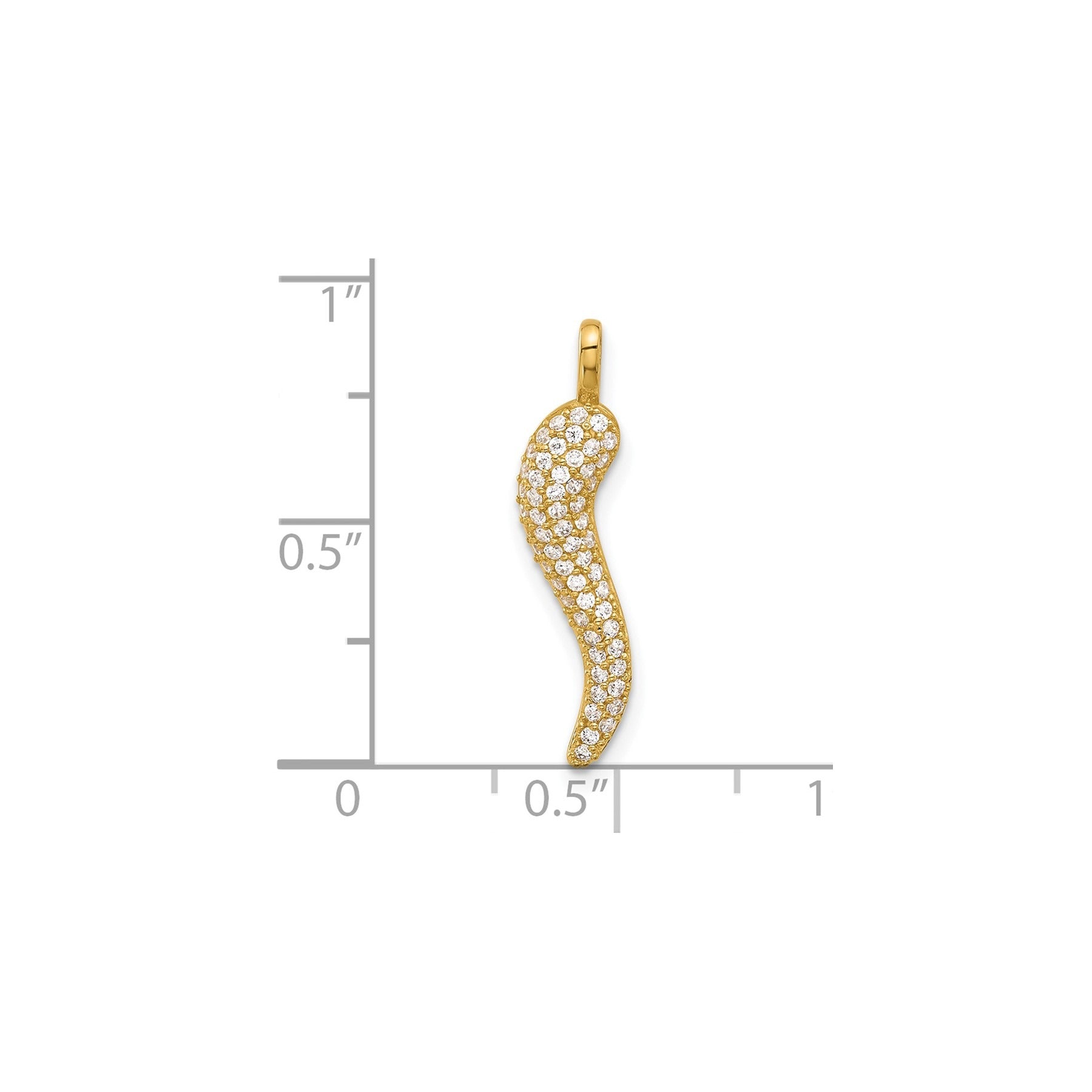 14k Yellow Gold CZ Small Italian Horn Pendant