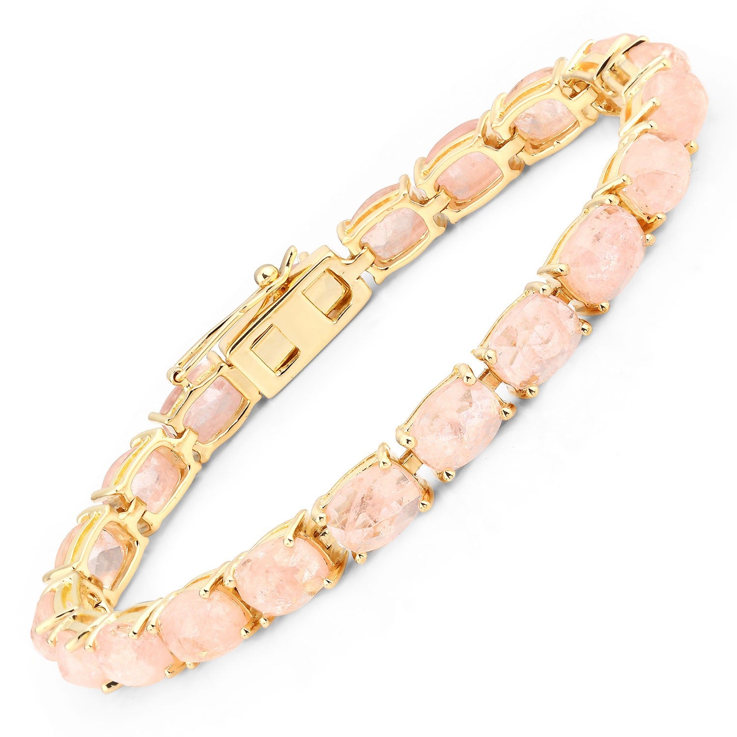 Genuine Pink Morganite Silver Tennis Bracelet